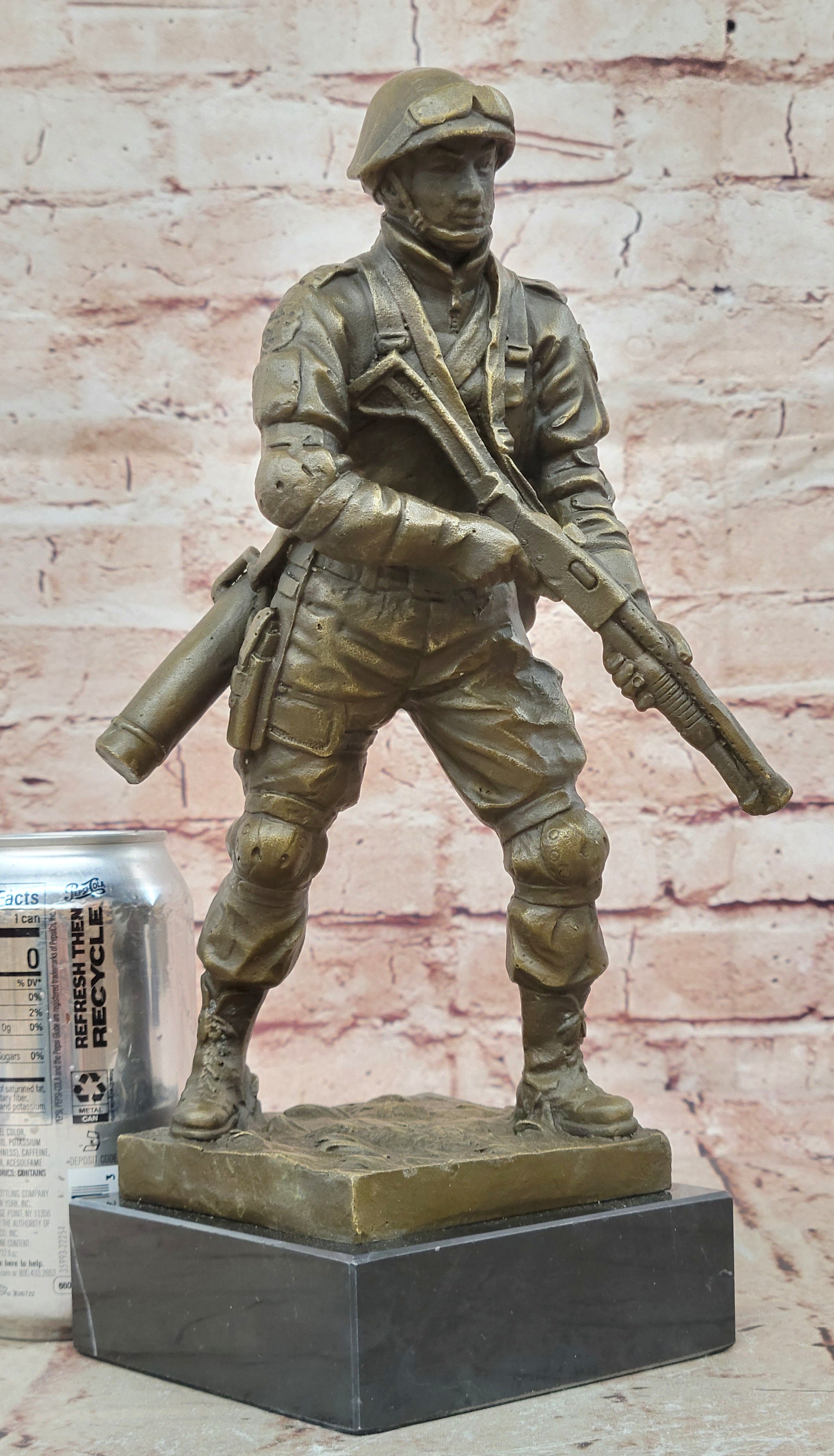 Milo`s Signed Soldier Sculpture: Bronze Artwork, Battle Field Figurine, Lost Wax Method