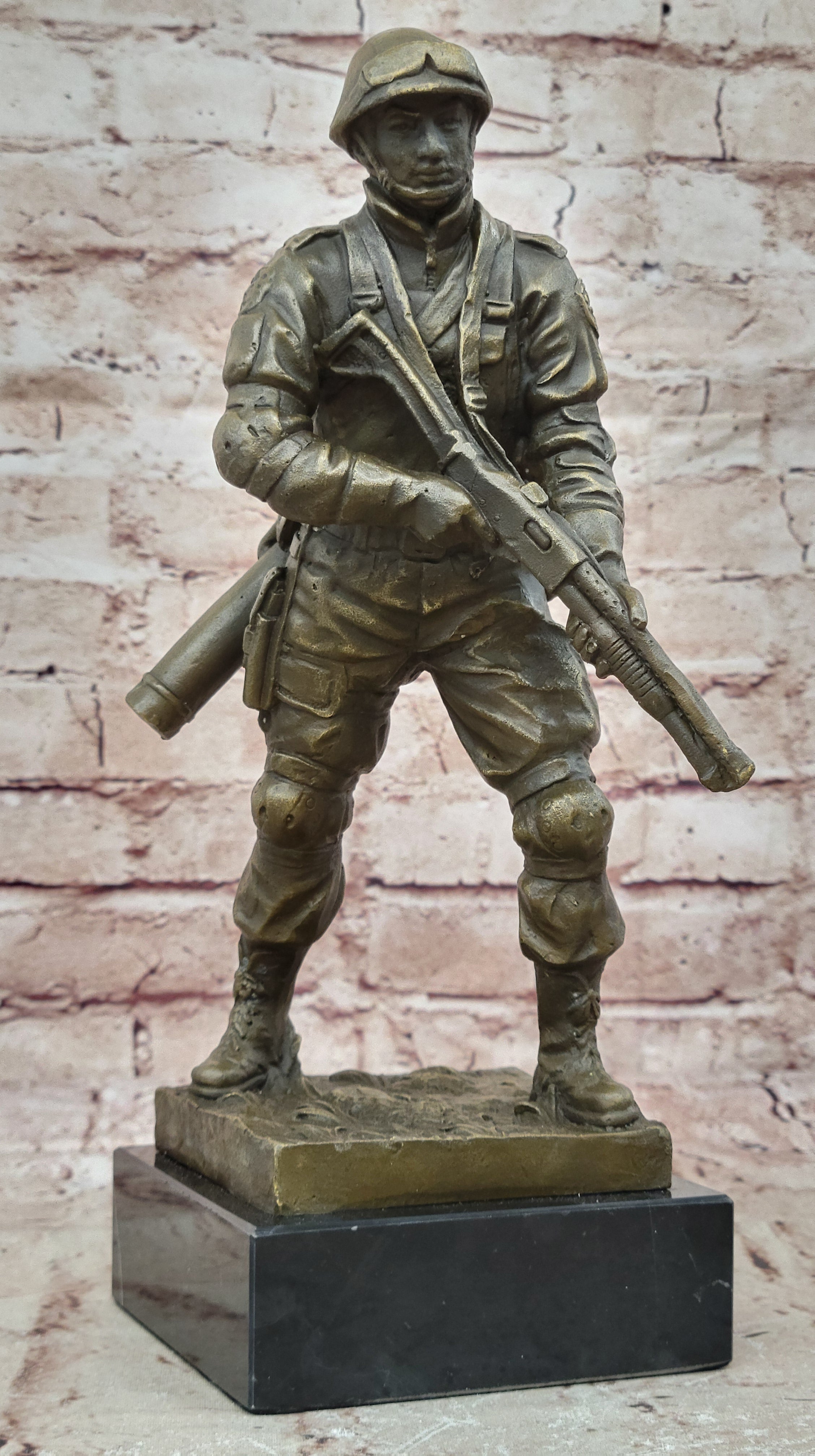 Milo`s Signed Soldier Sculpture: Bronze Artwork, Battle Field Figurine, Lost Wax Method