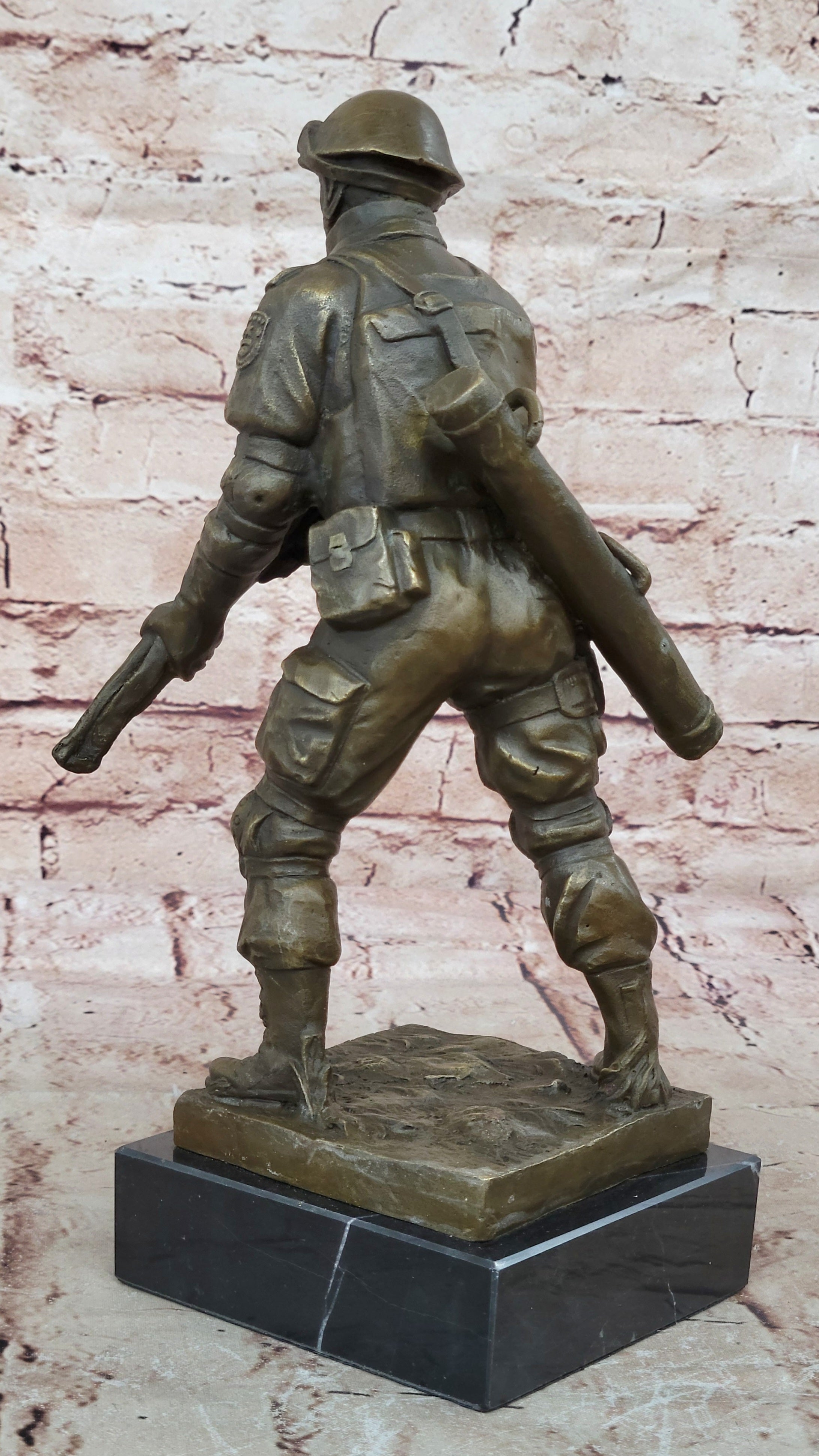 Milo`s Signed Soldier Sculpture: Bronze Artwork, Battle Field Figurine, Lost Wax Method