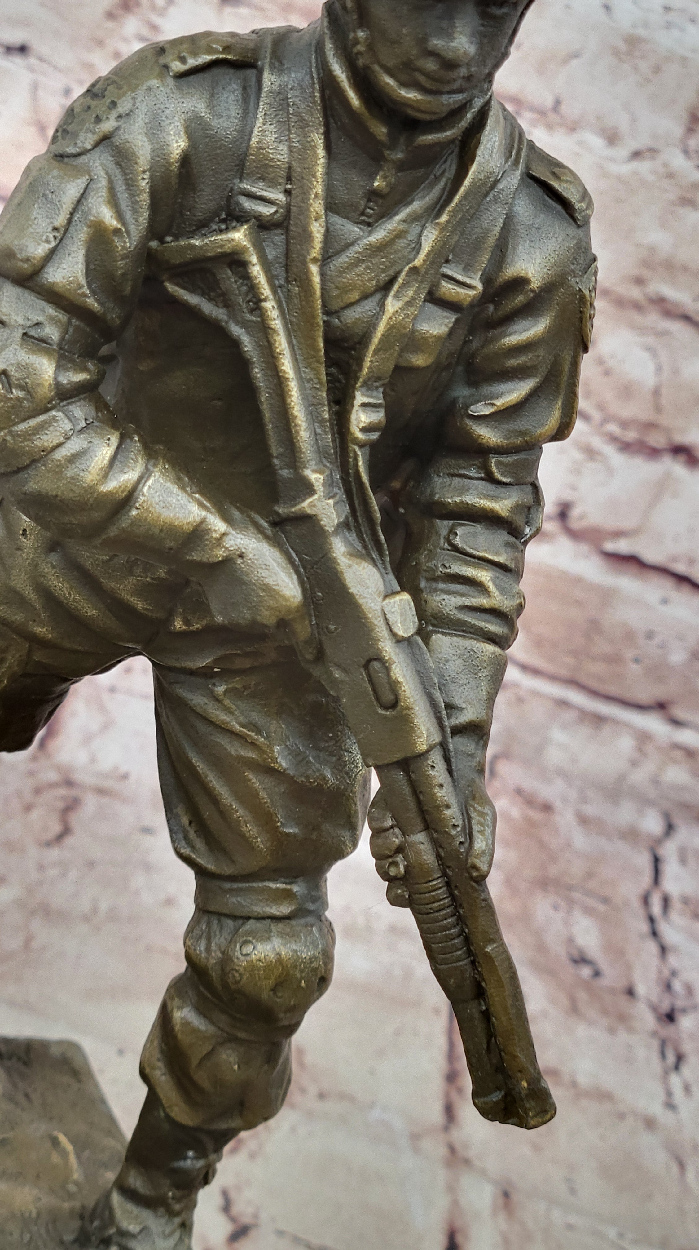 Milo`s Signed Soldier Sculpture: Bronze Artwork, Battle Field Figurine, Lost Wax Method