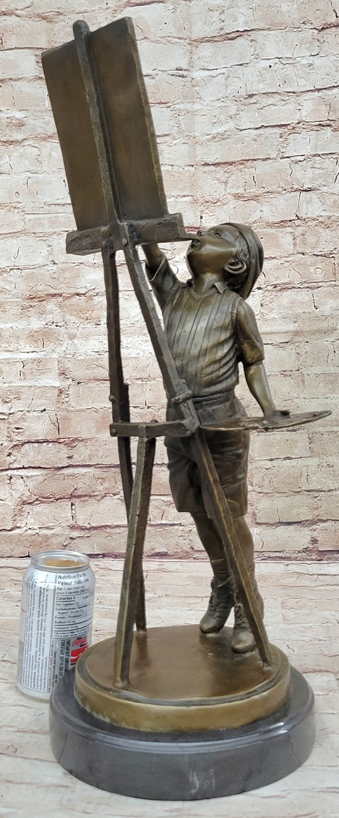 Unique Lost Wax Method Prodigy Boy Painting Art Bronze Sculpture Figurine