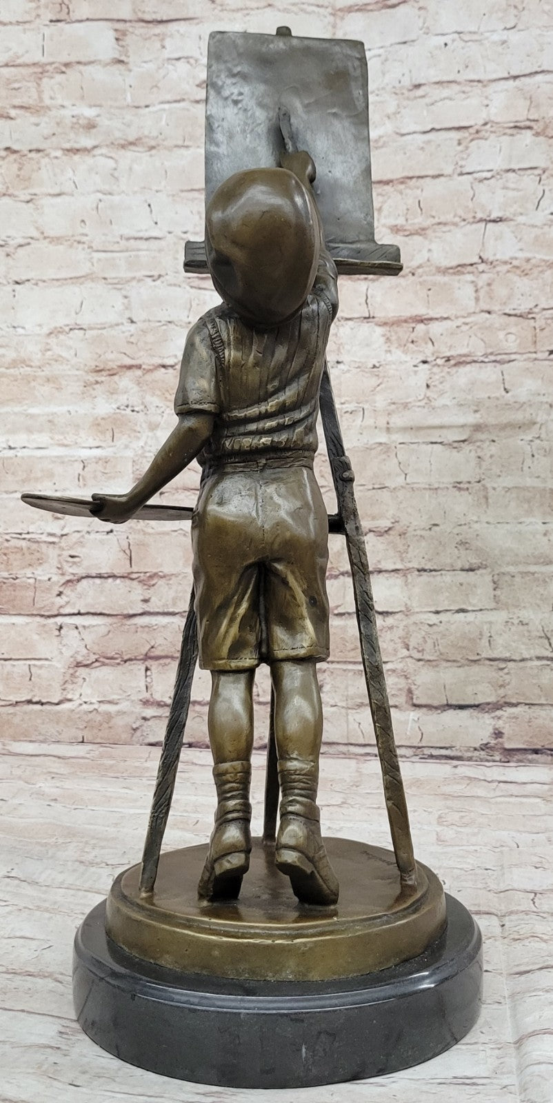 Unique Lost Wax Method Prodigy Boy Painting Art Bronze Sculpture Figurine
