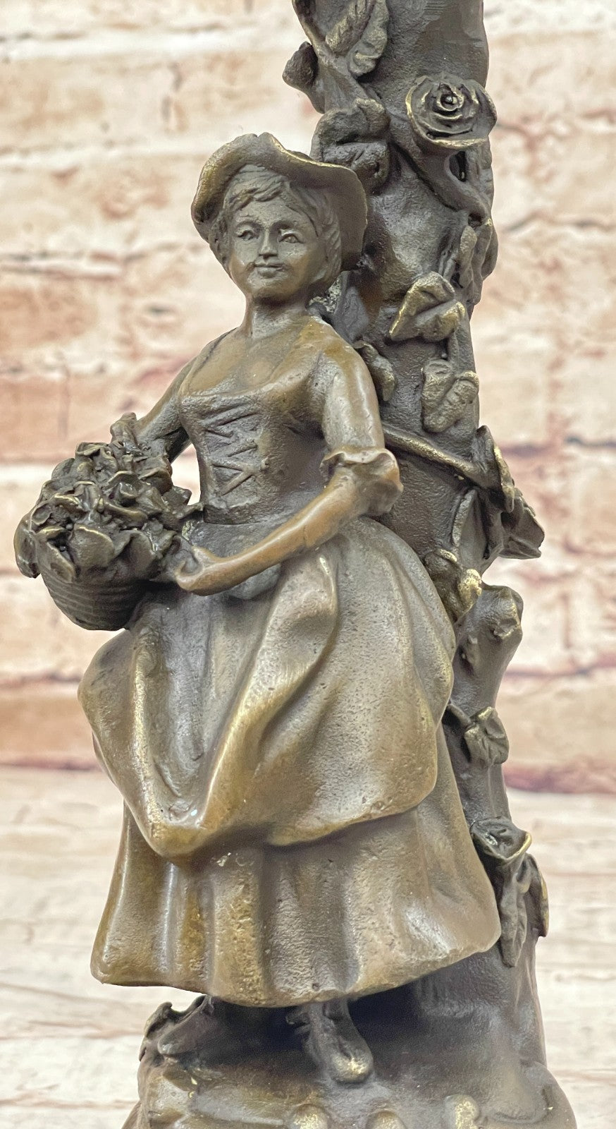 Art Deco Maiden Female Bronze Sculpture Candle Holder Home Decor