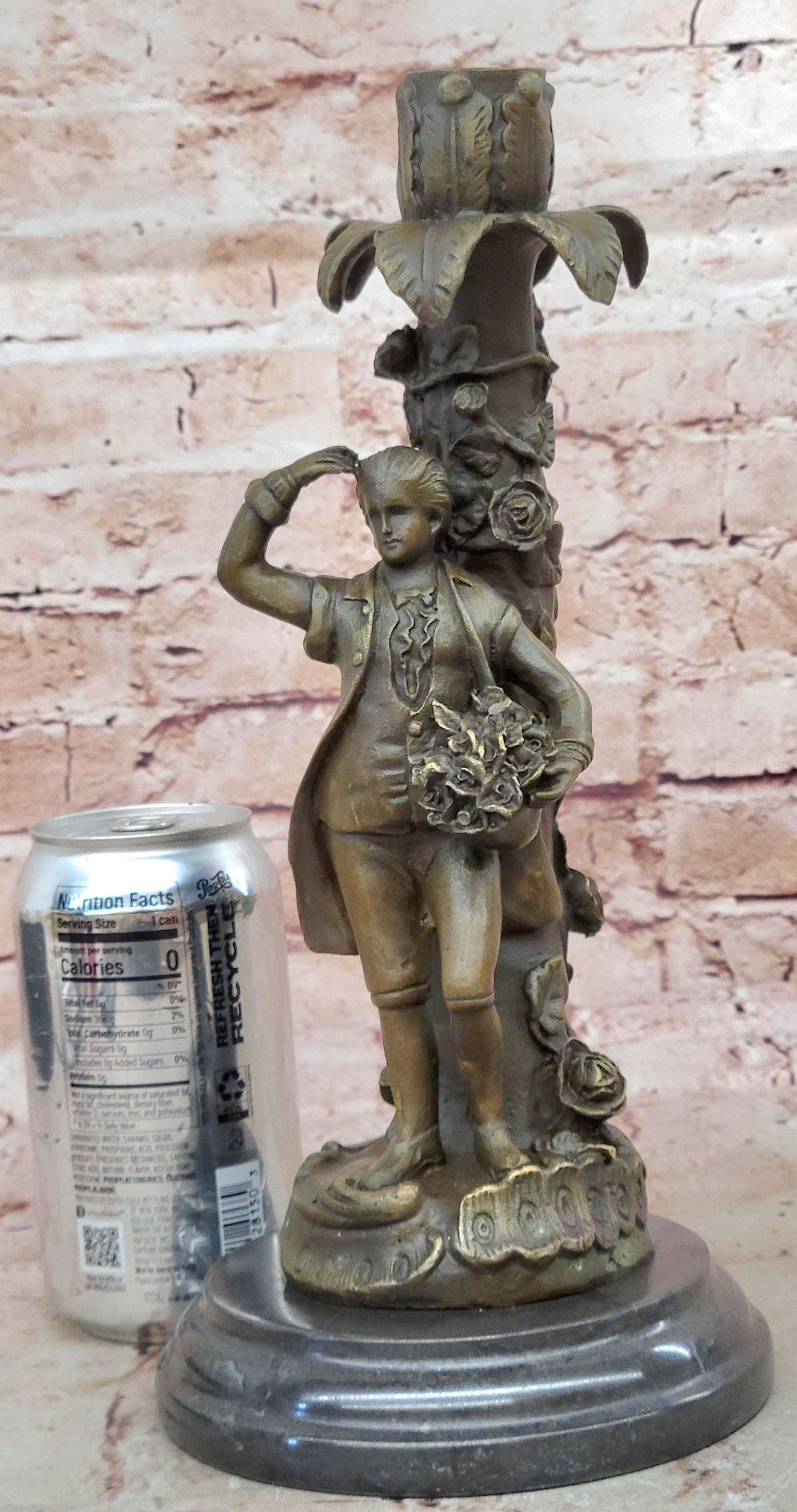 Collectible Evan Stone Bronze Candle Holder Statue Artwork Figurine Figure Hot Cast Decor