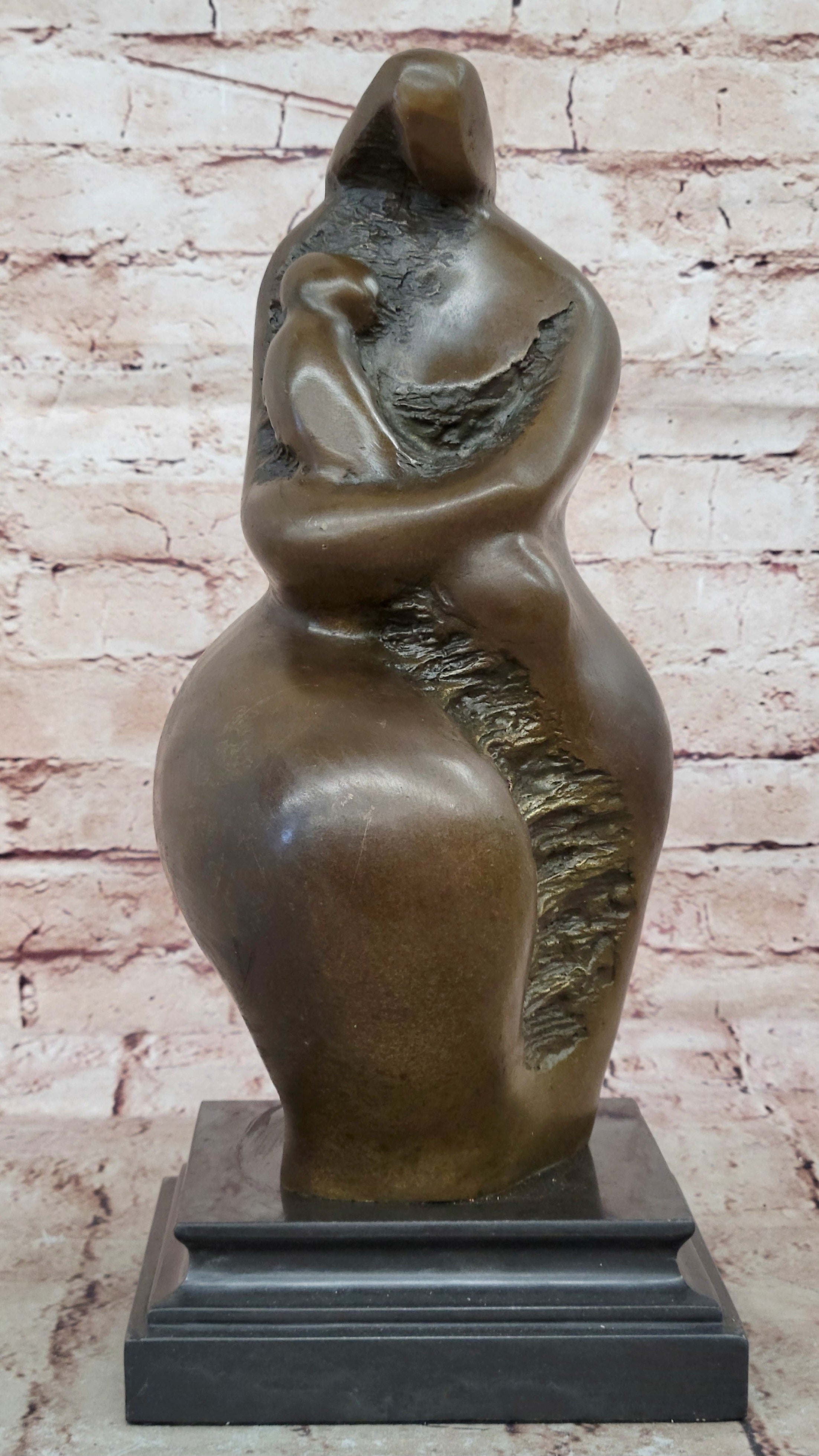 Hand Made Modern Style Mother and Child Bronze Statue, Botero Artwork, Lost Wax Method