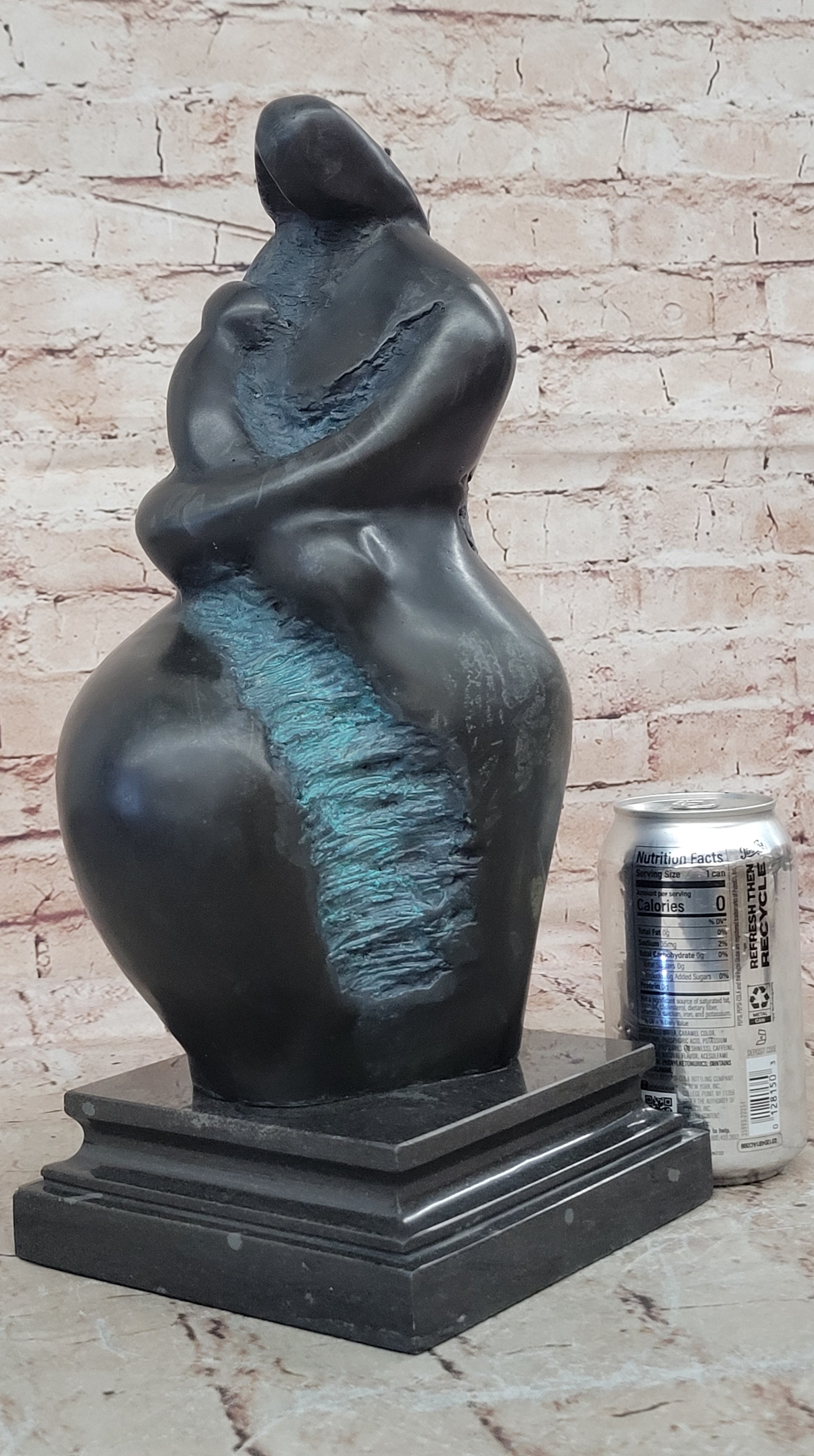 Botero`s Mother and Child Bronze Figure - Collectible Green Patina Artwork