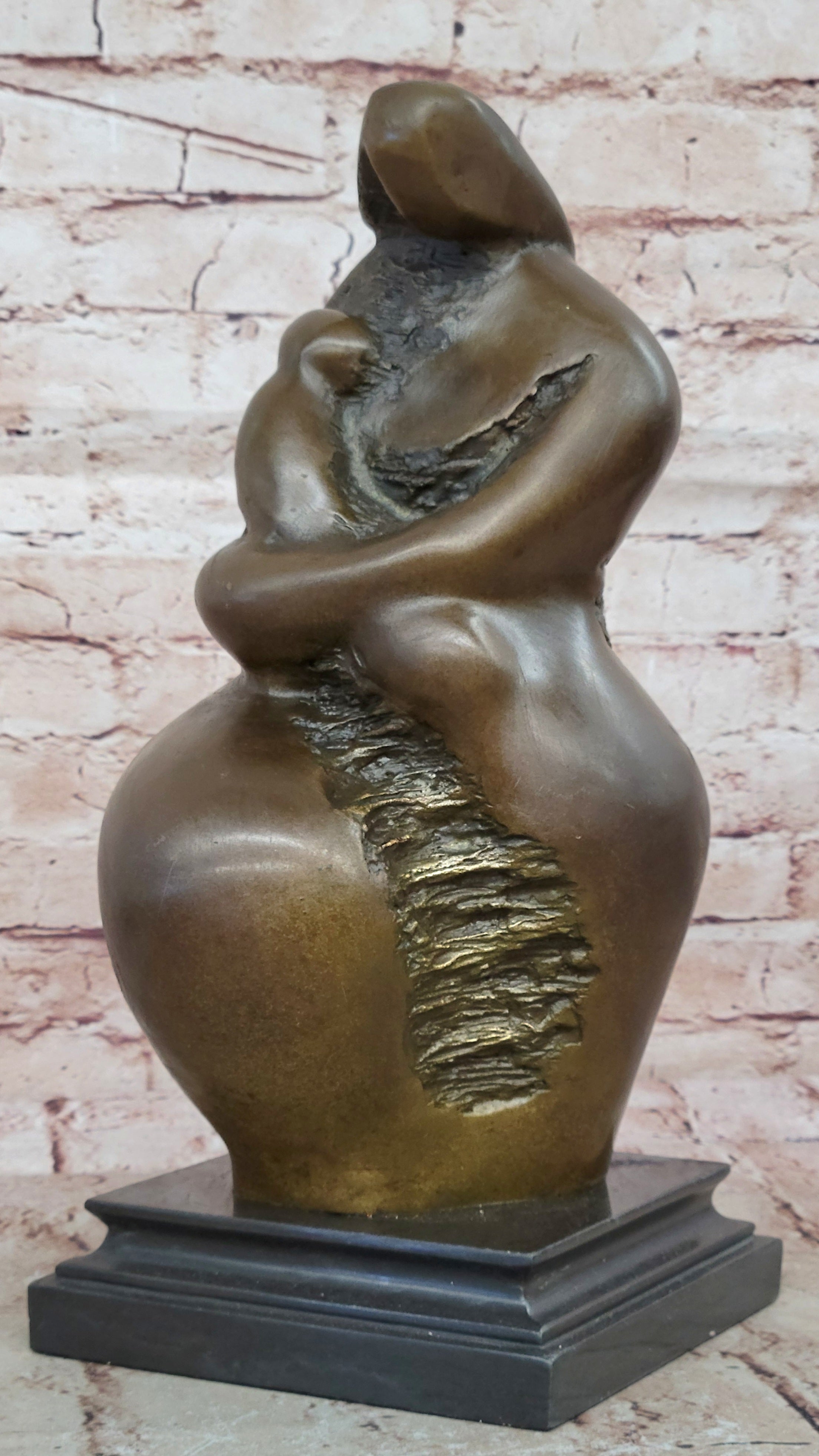Hand Made Modern Style Mother and Child Bronze Statue, Botero Artwork, Lost Wax Method
