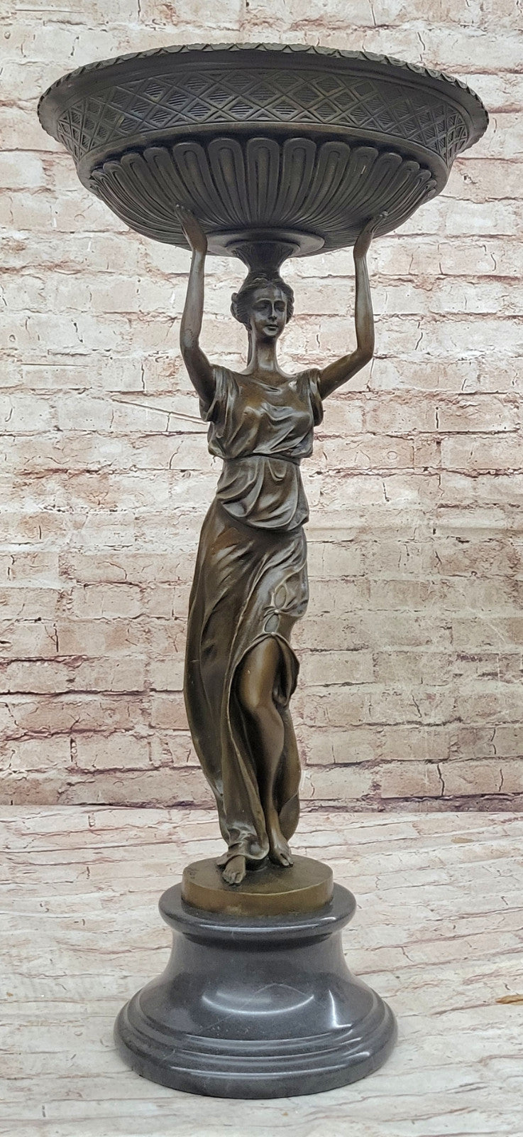Artistic Bronze Lady Sculpture Statue by Miguel Lopez for Garden and Poolside Decor