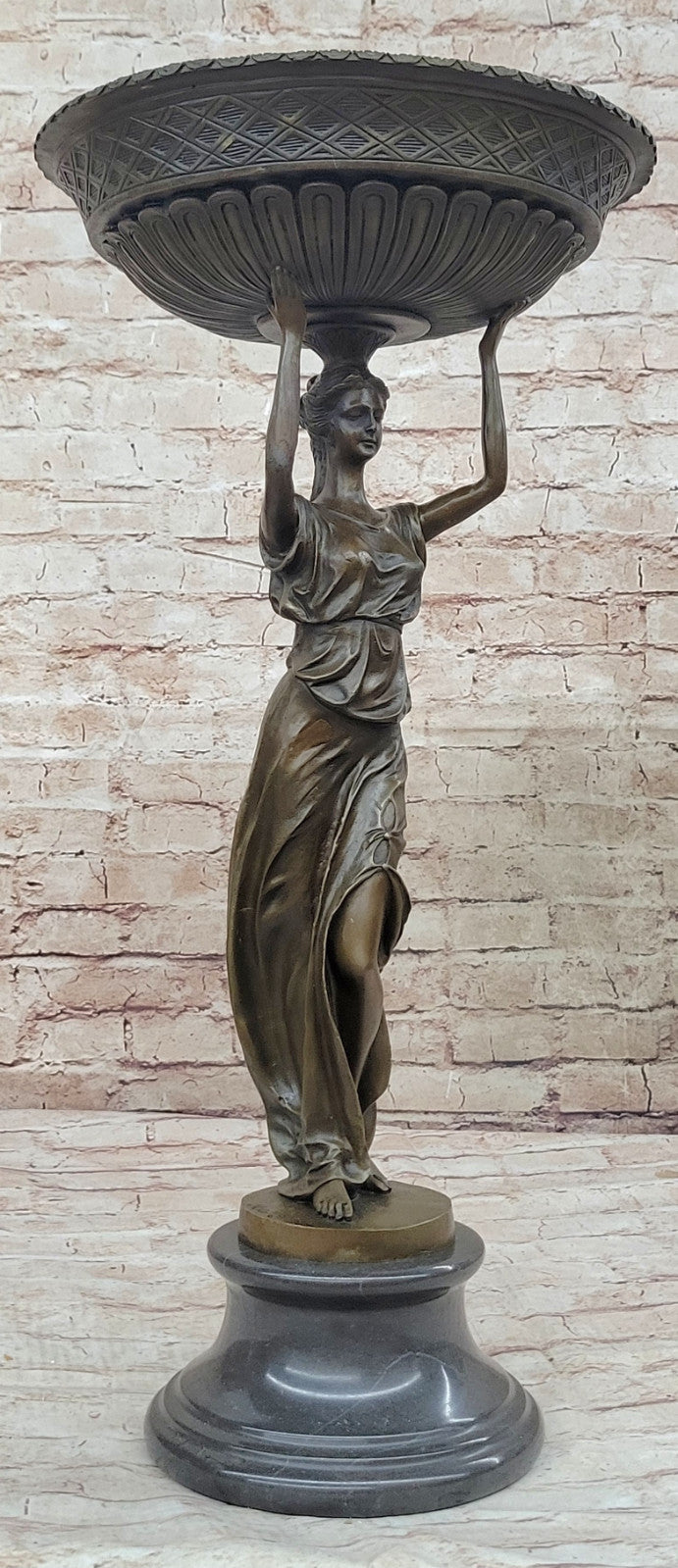 Artistic Bronze Lady Sculpture Statue by Miguel Lopez for Garden and Poolside Decor