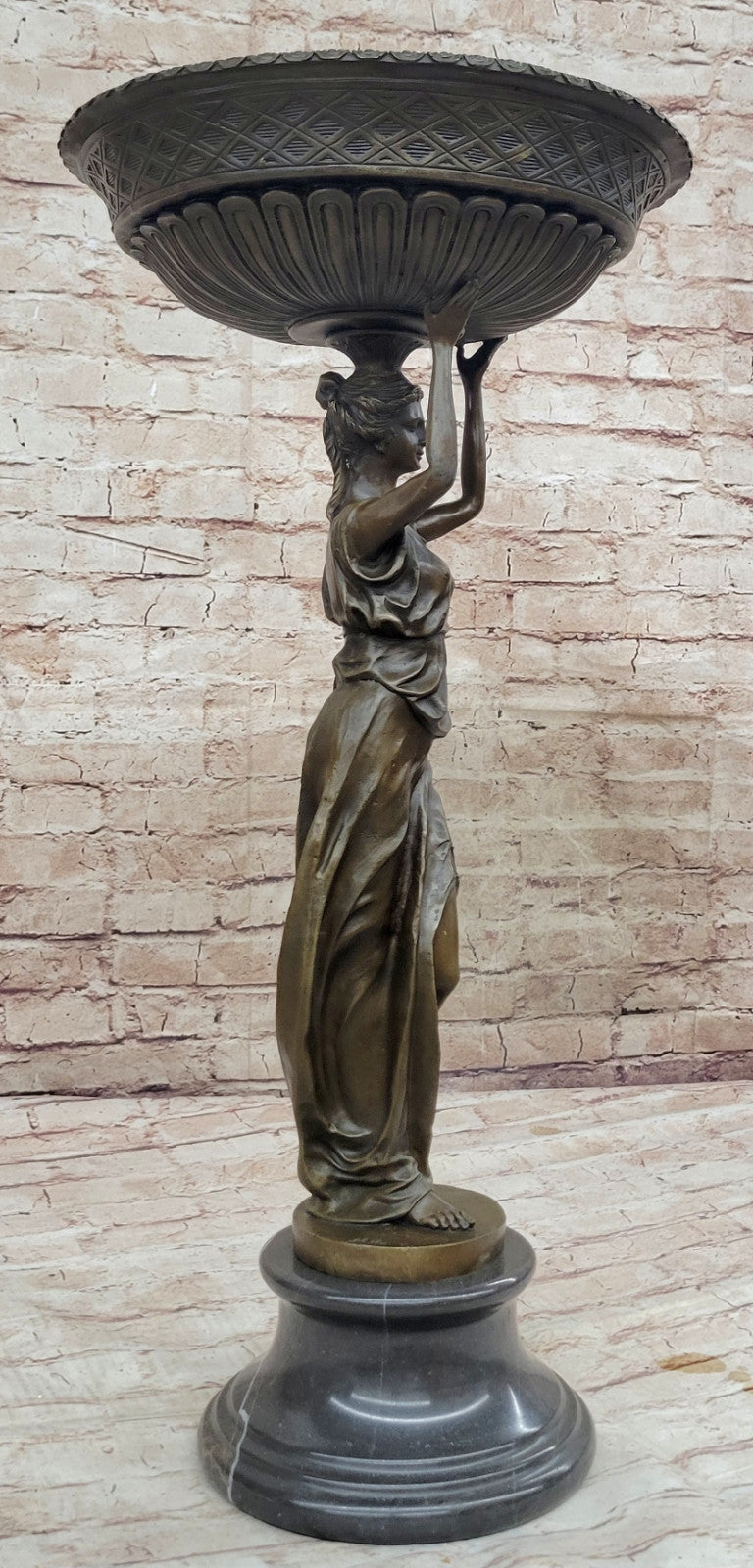 Artistic Bronze Lady Sculpture Statue by Miguel Lopez for Garden and Poolside Decor