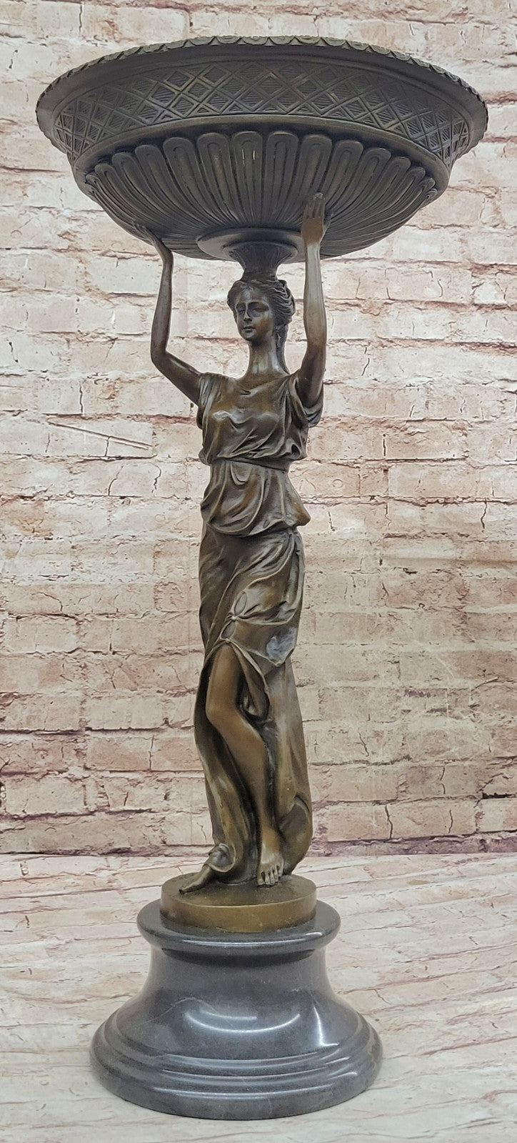 Artistic Bronze Lady Sculpture Statue by Miguel Lopez for Garden and Poolside Decor