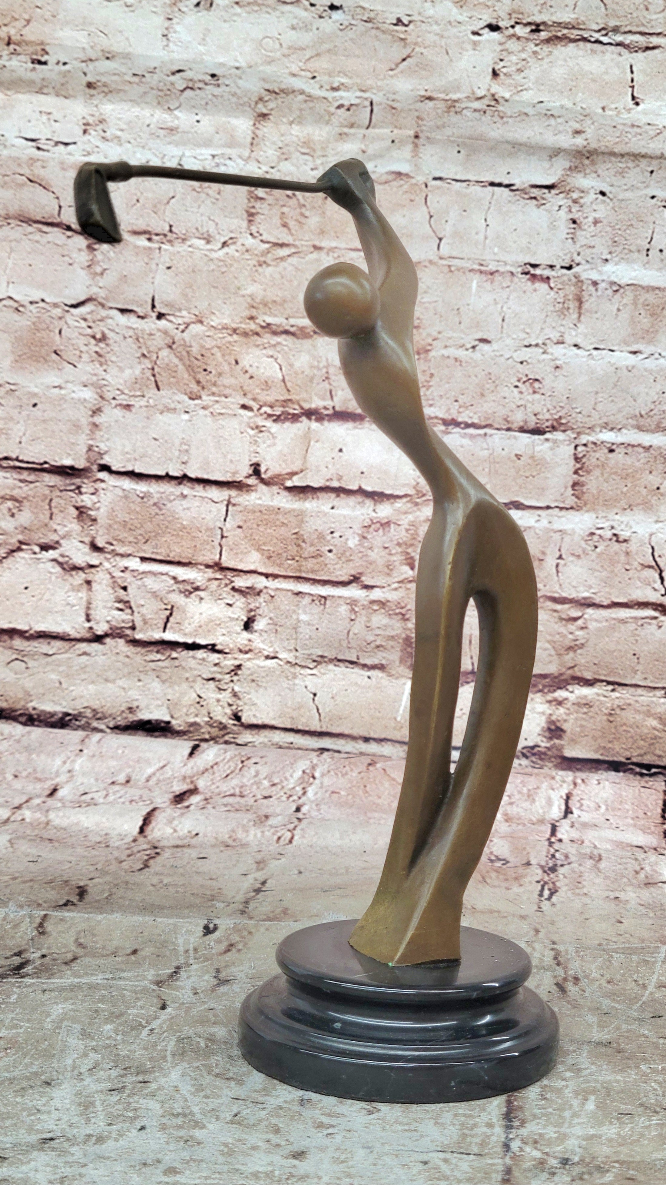 Unique Golfing Trophy Sculpture Signed Milo Abstract Golfer Artwork Decor