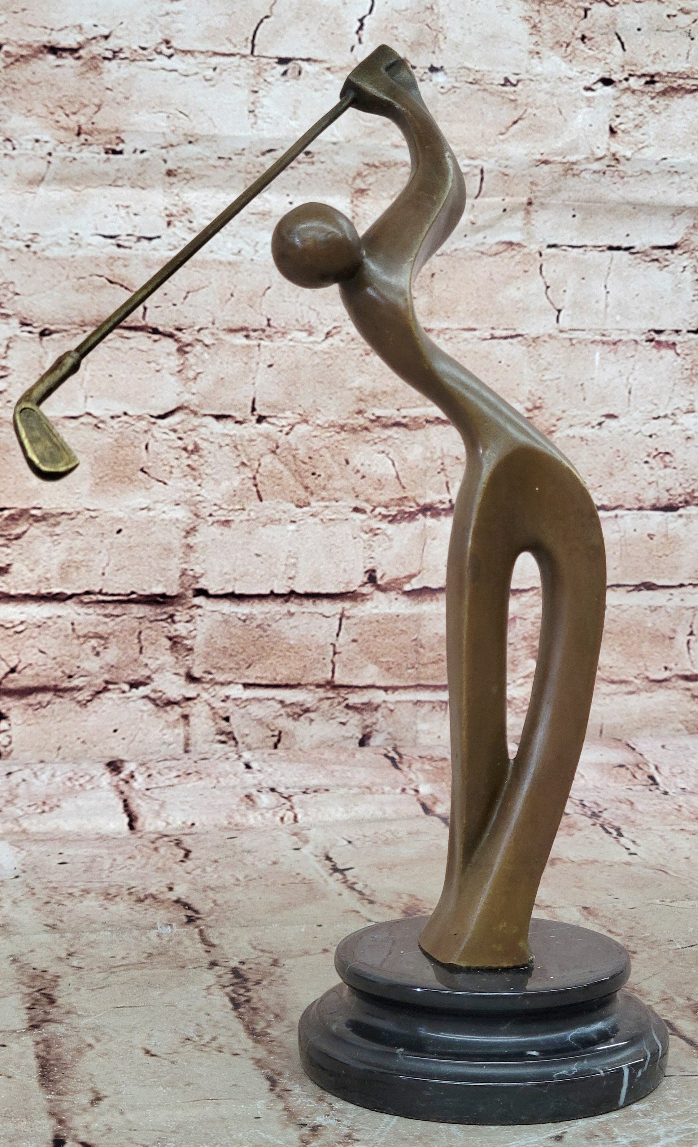 Unique Golfing Trophy Sculpture Signed Milo Abstract Golfer Artwork Decor