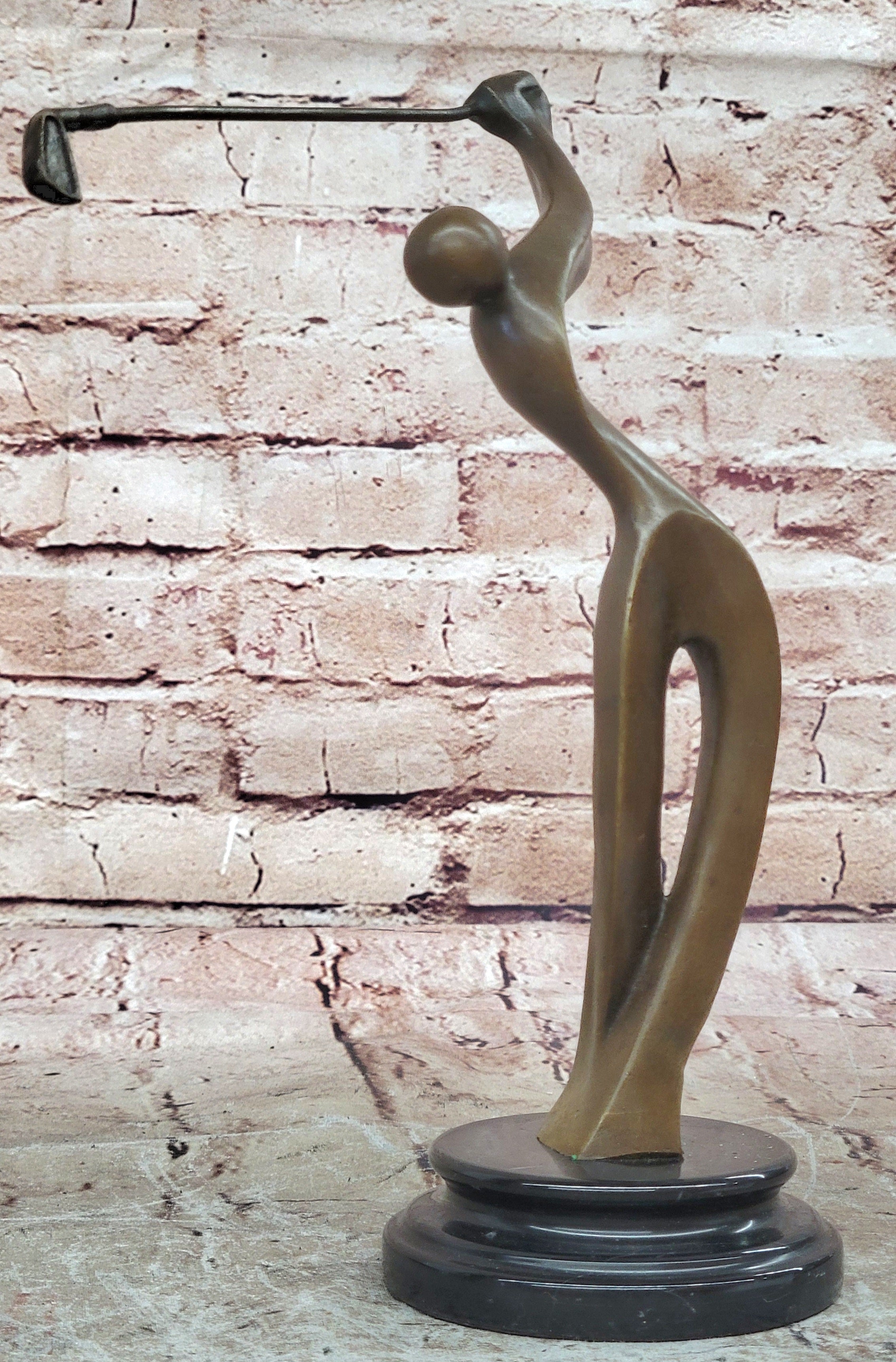 Unique Golfing Trophy Sculpture Signed Milo Abstract Golfer Artwork Decor