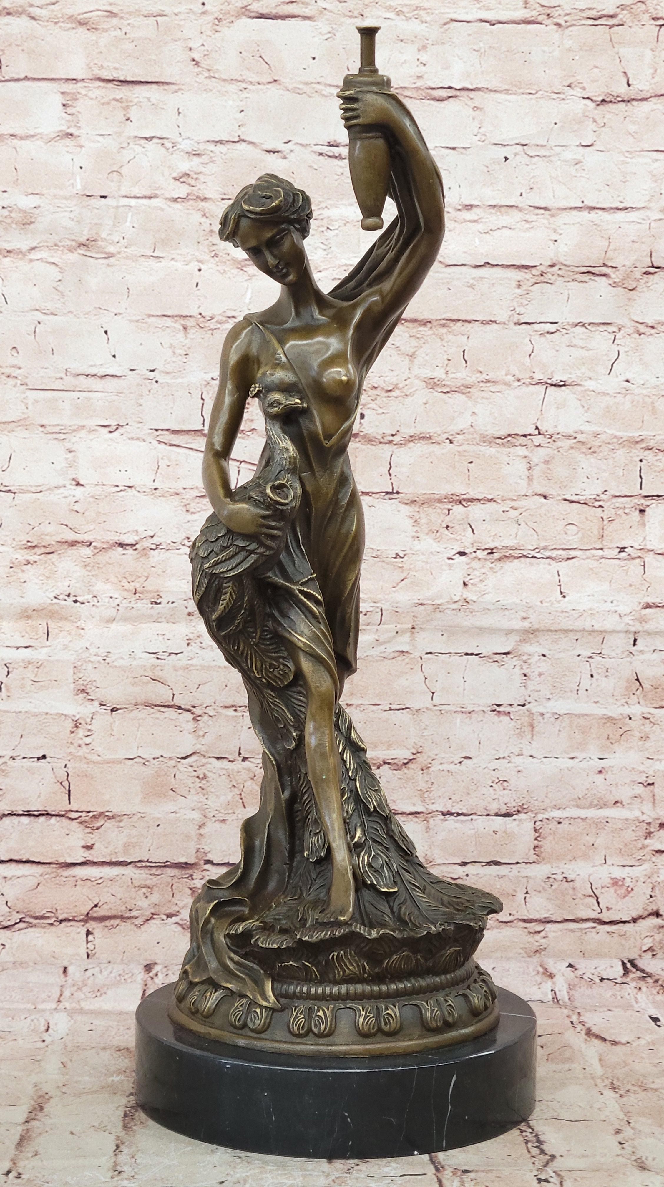 Lost Wax Method Peacock Holder Bronze Figurine Art Deco Home Decor