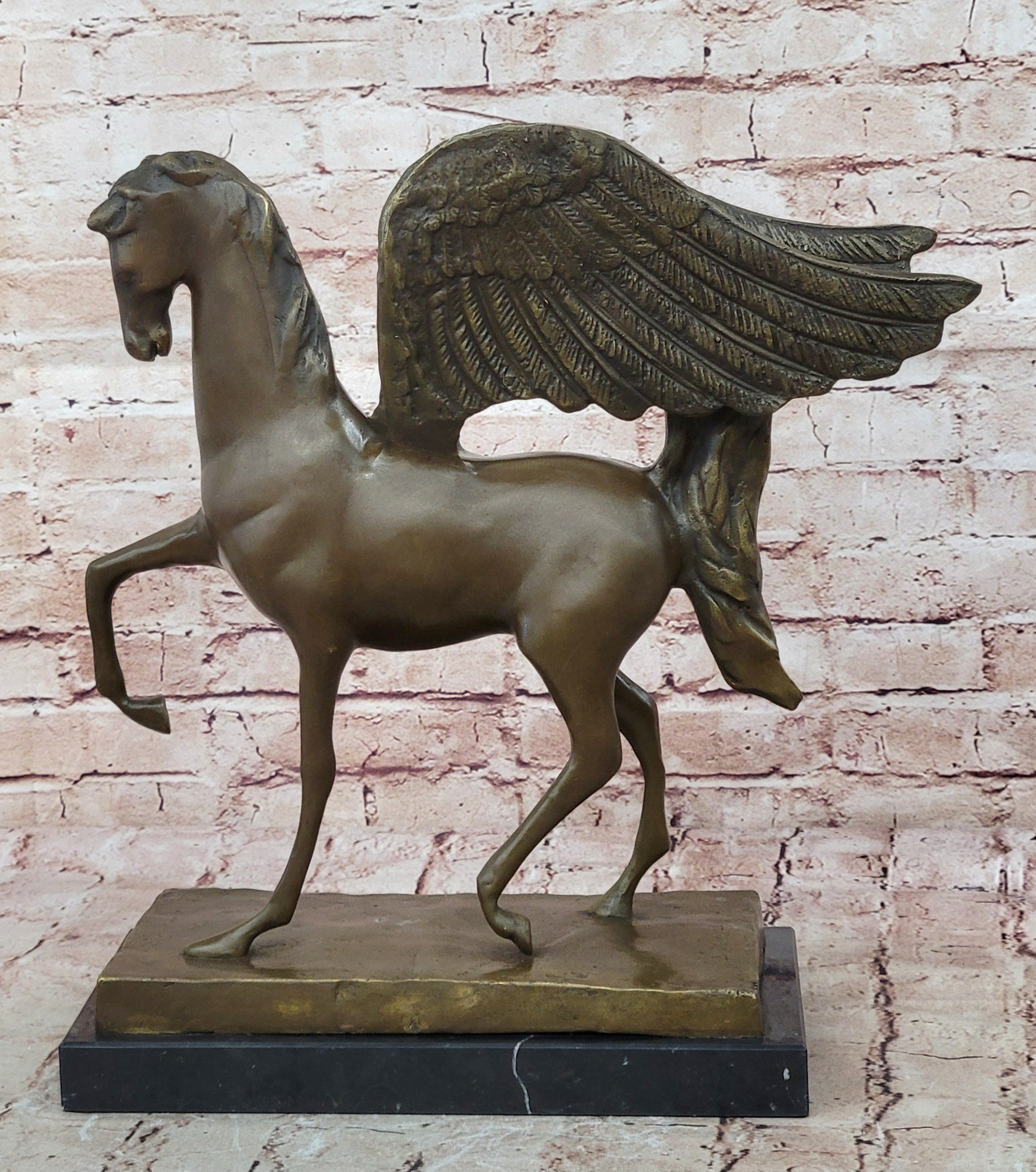Greek Mythology Hero Horse Pegasus Large 100% Real Bronze Statue Sculpture Gift