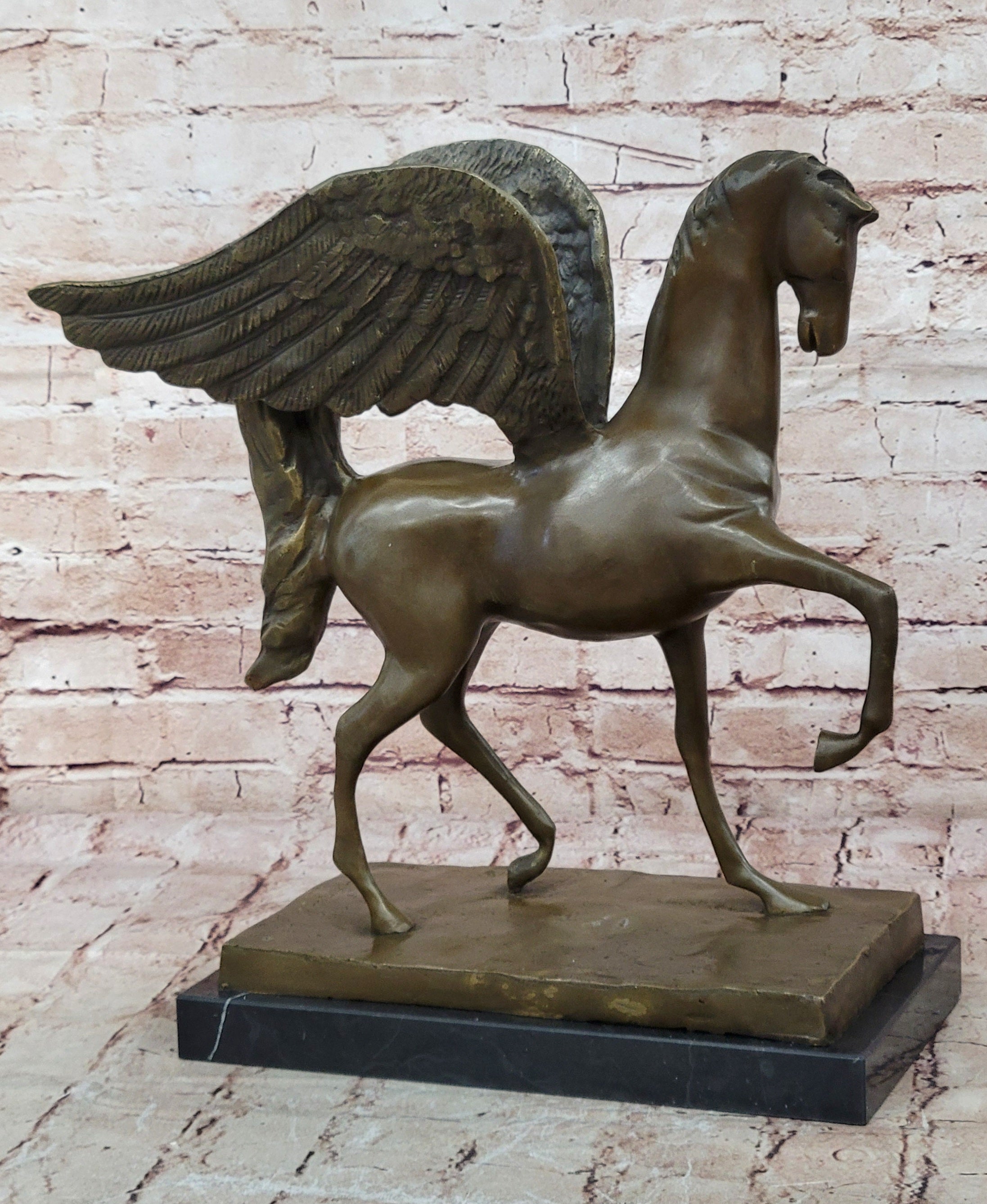 Greek Mythology Hero Horse Pegasus Large 100% Real Bronze Statue Sculpture Gift