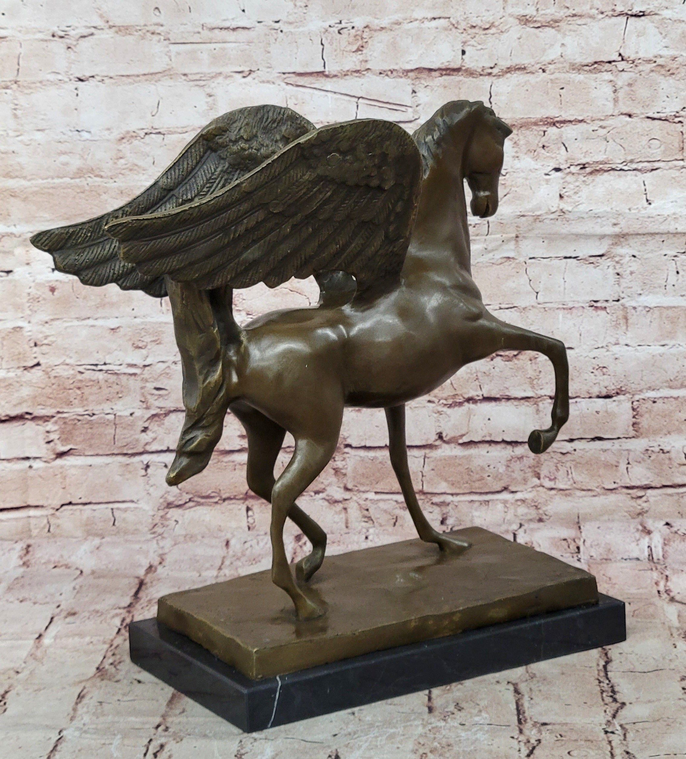 Greek Mythology Hero Horse Pegasus Large 100% Real Bronze Statue Sculpture Gift