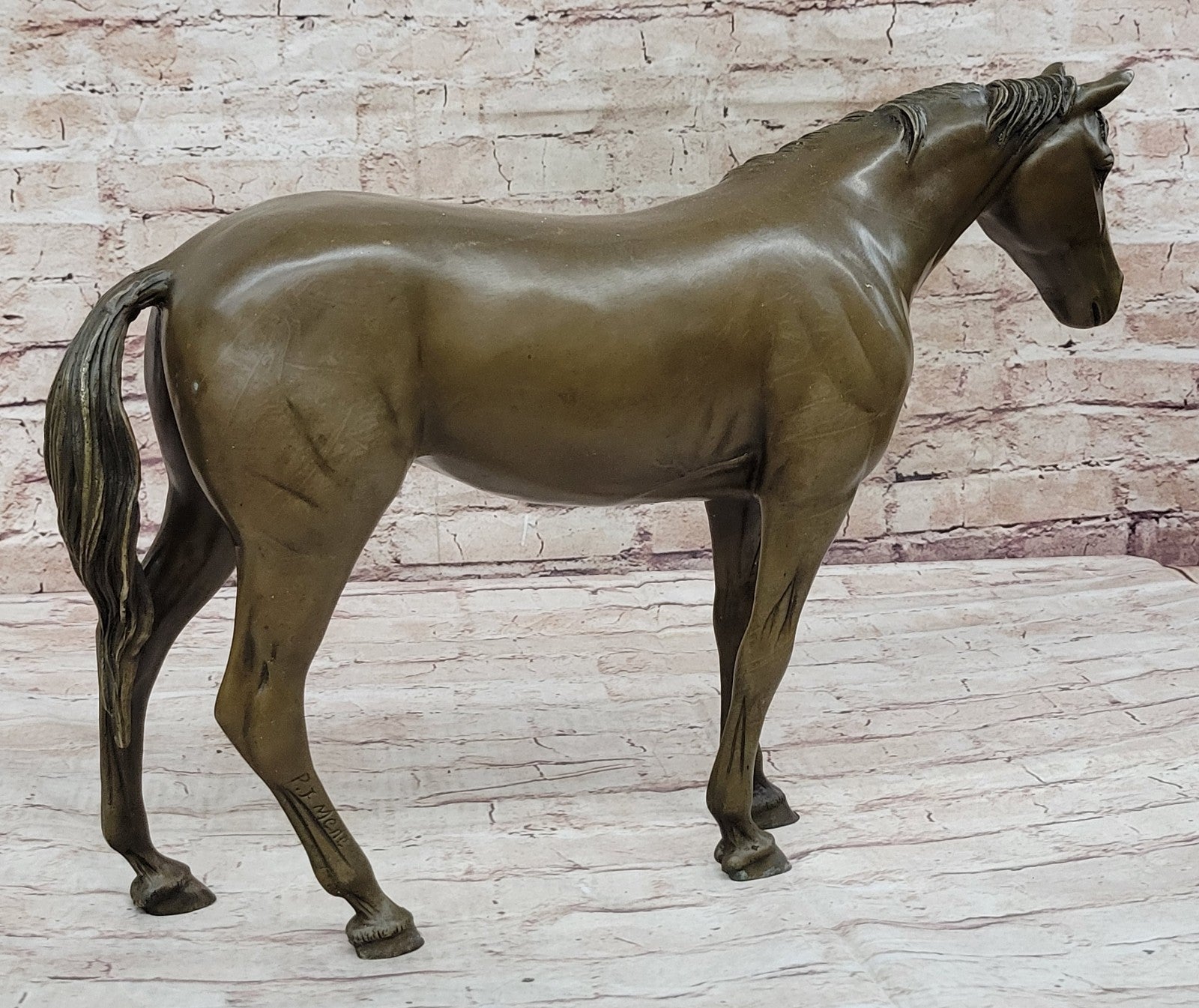 Lost Wax Method Arabian Horse Bronze Statue by P.J Mene - Equestrian Decor