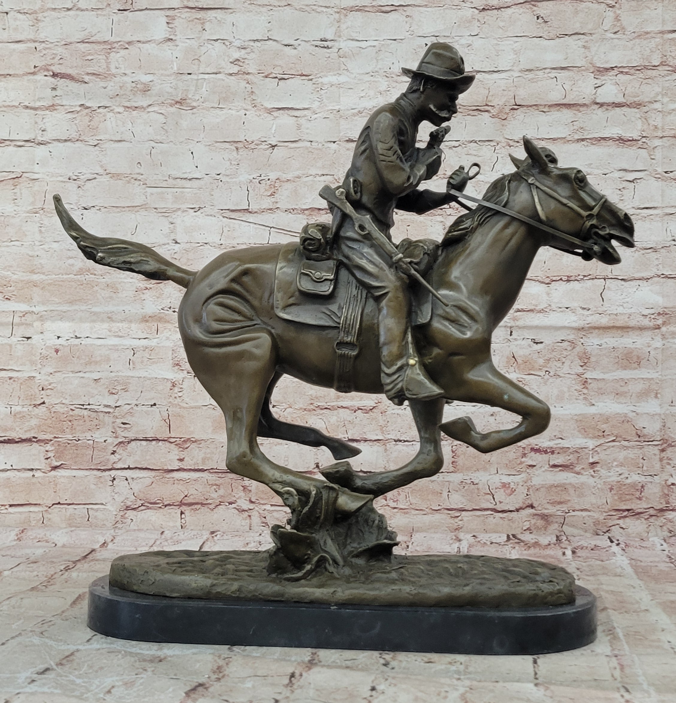 European Bronze Finery Old School Fighting Cowboy Genuine Bronze Scilpture