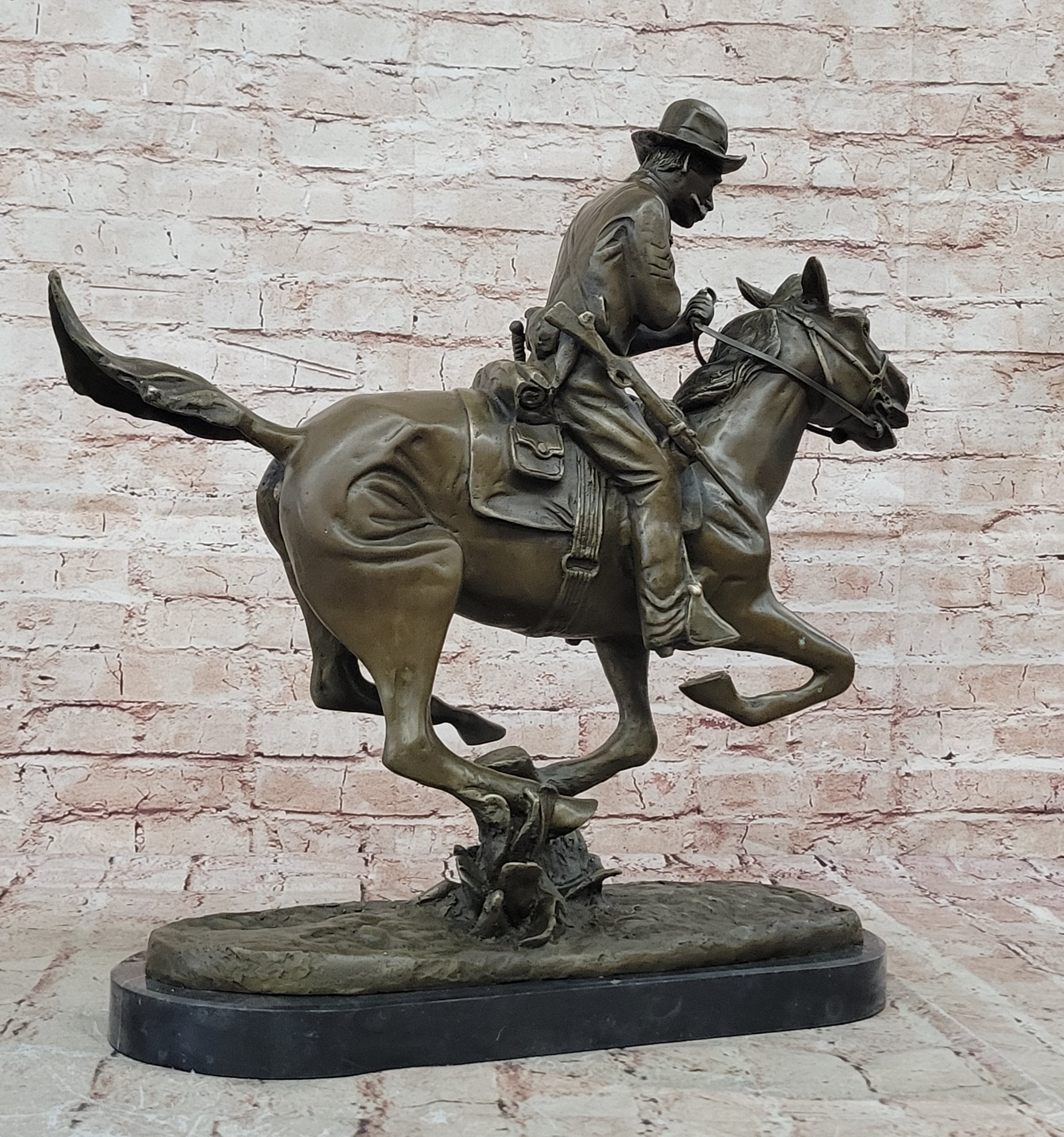 European Bronze Finery Old School Fighting Cowboy Genuine Bronze Scilpture
