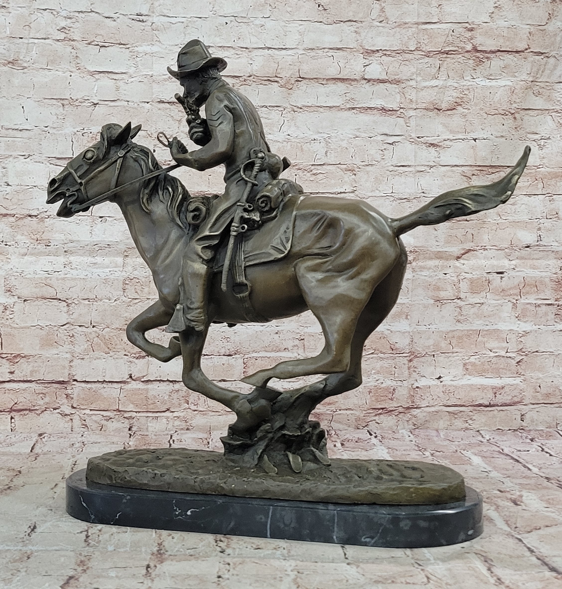 European Bronze Finery Old School Fighting Cowboy Genuine Bronze Scilpture