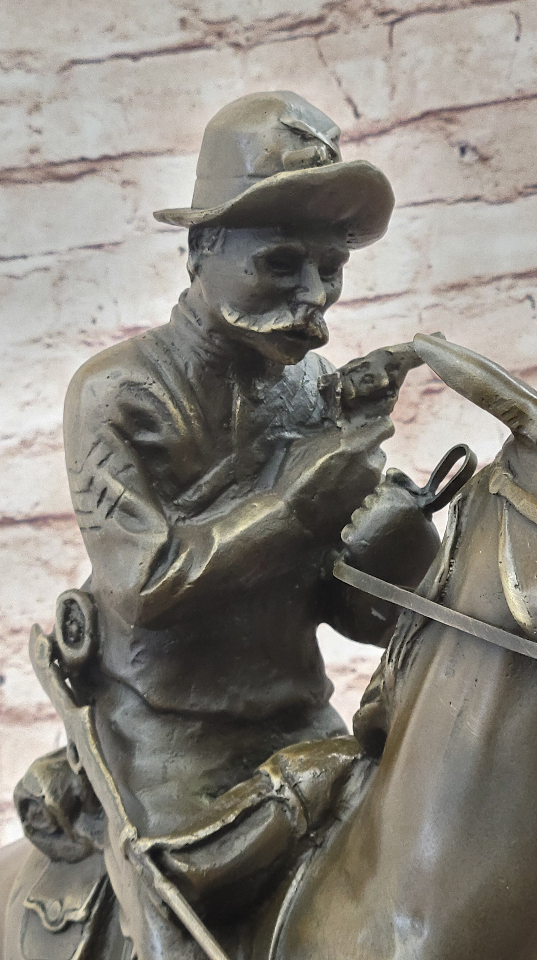 European Bronze Finery Old School Fighting Cowboy Genuine Bronze Scilpture