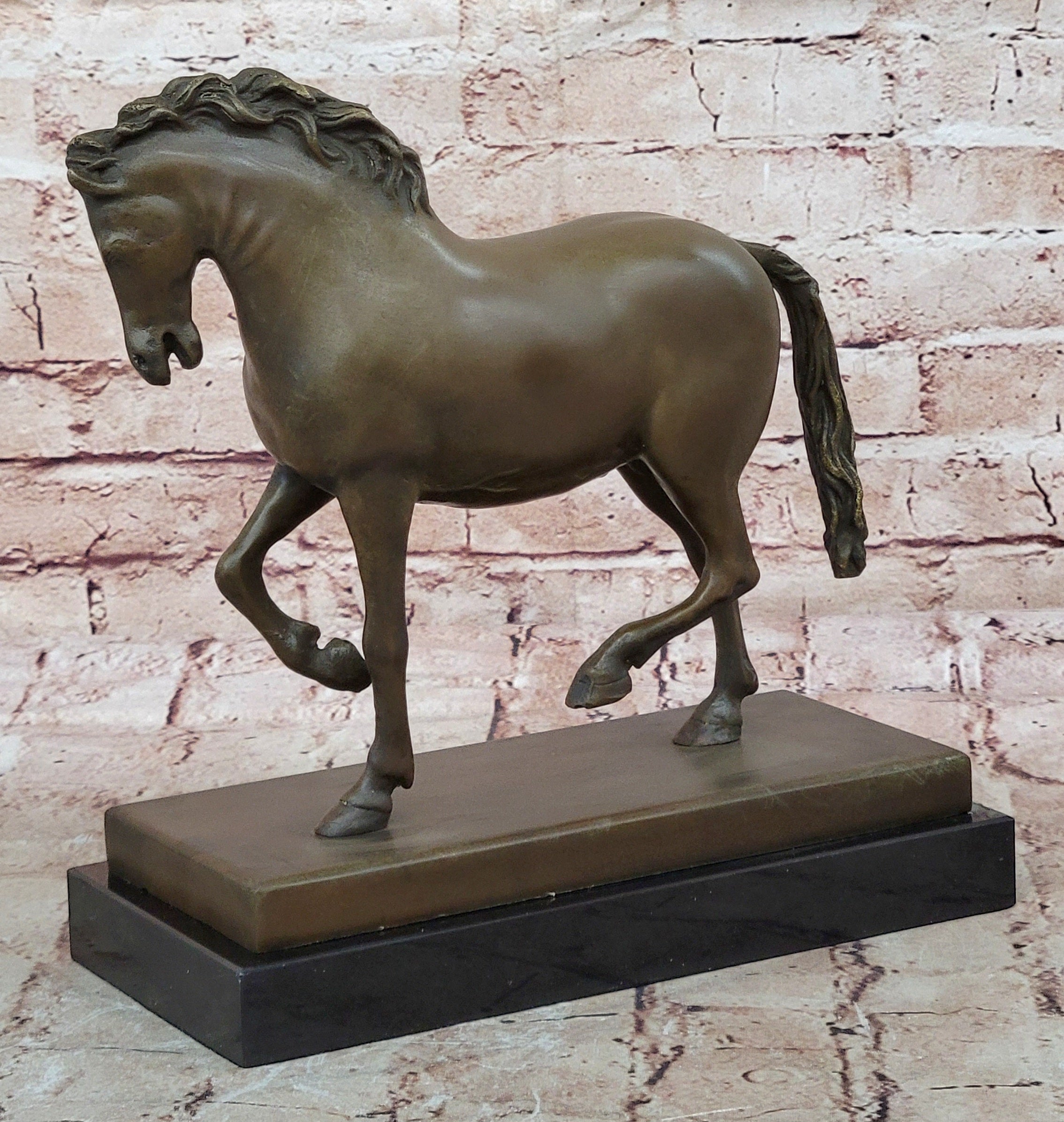 Large Tang Horse by Barye Art Deco Modern Bronze Sculpture Marble Figurine Gift