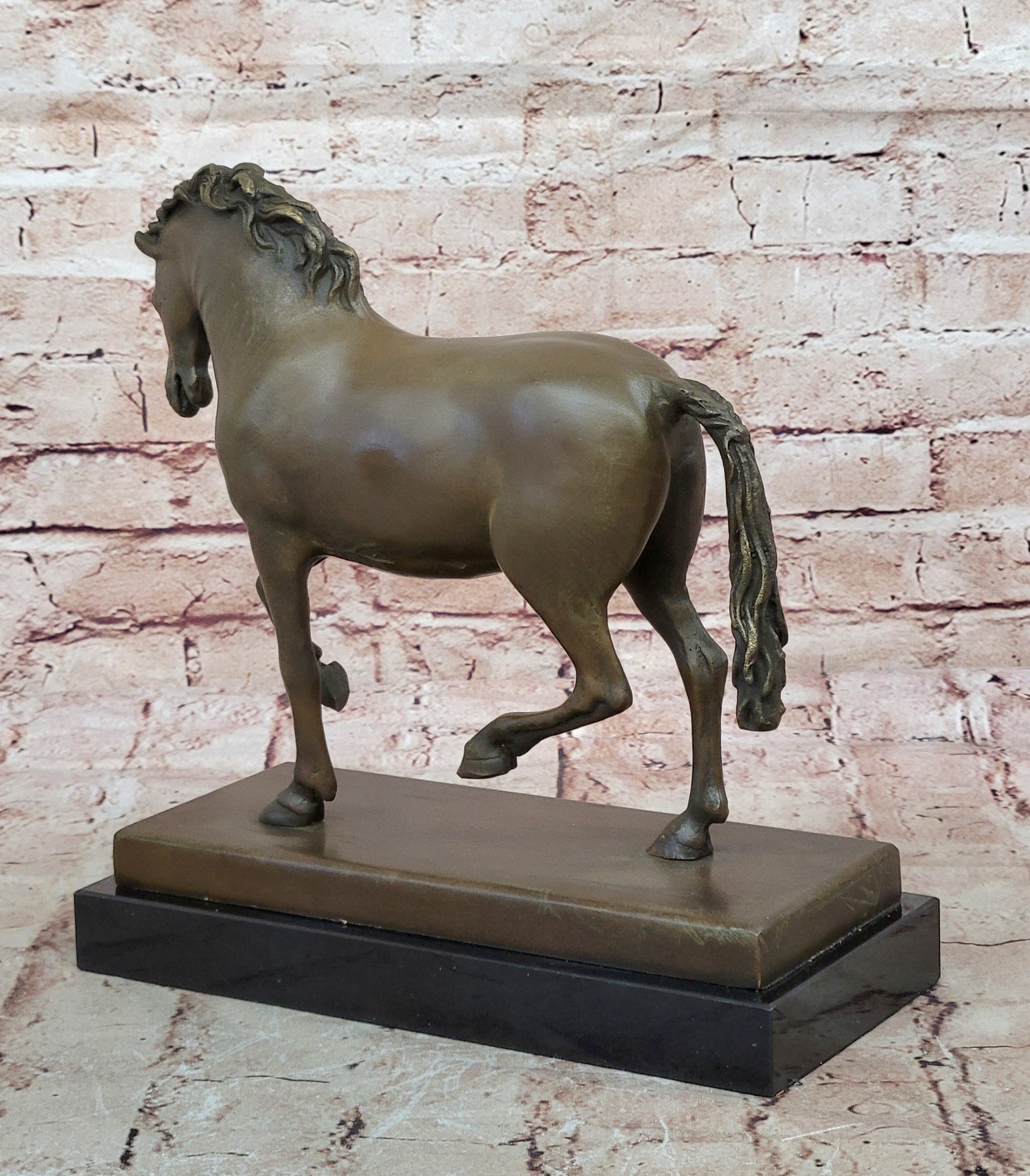Large Tang Horse by Barye Art Deco Modern Bronze Sculpture Marble Figurine Gift