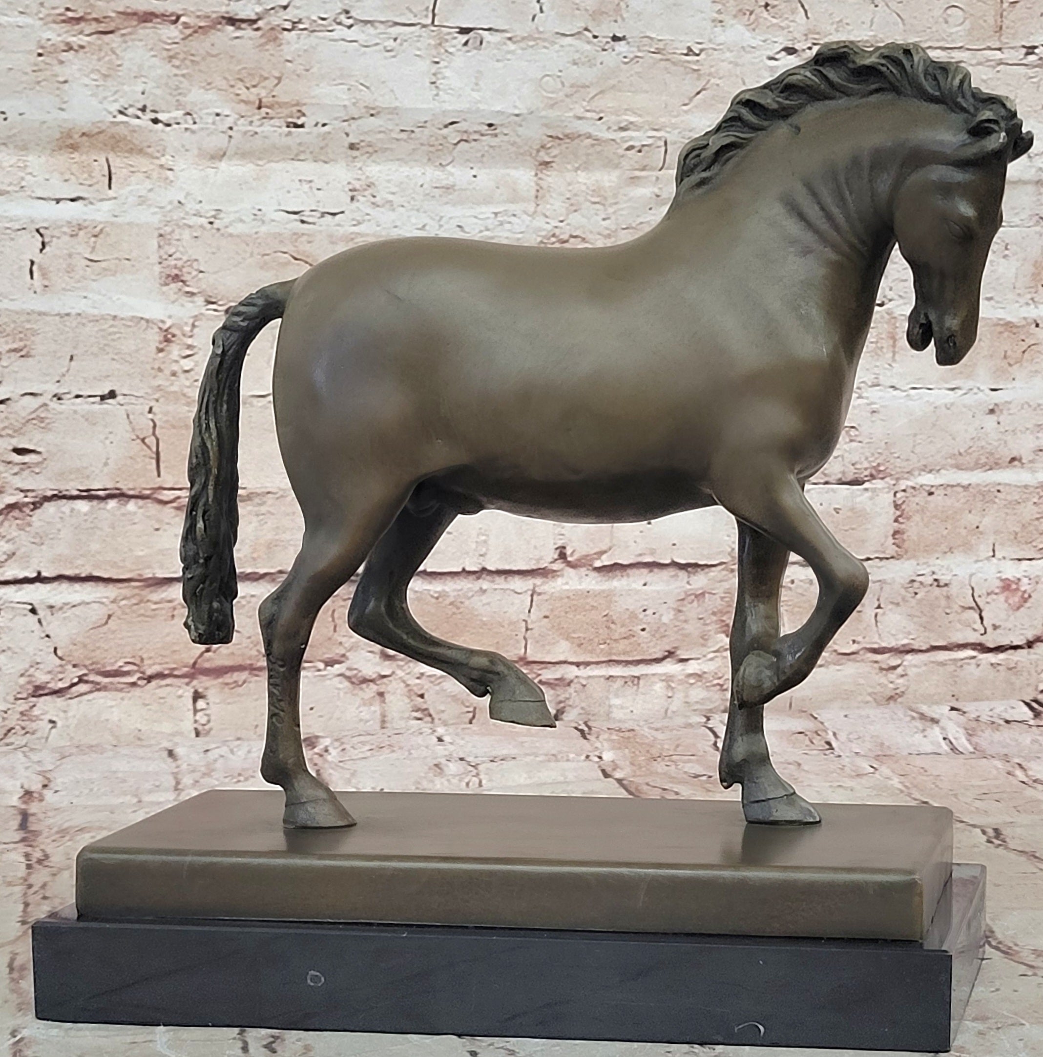 Large Tang Horse by Barye Art Deco Modern Bronze Sculpture Marble Figurine Gift