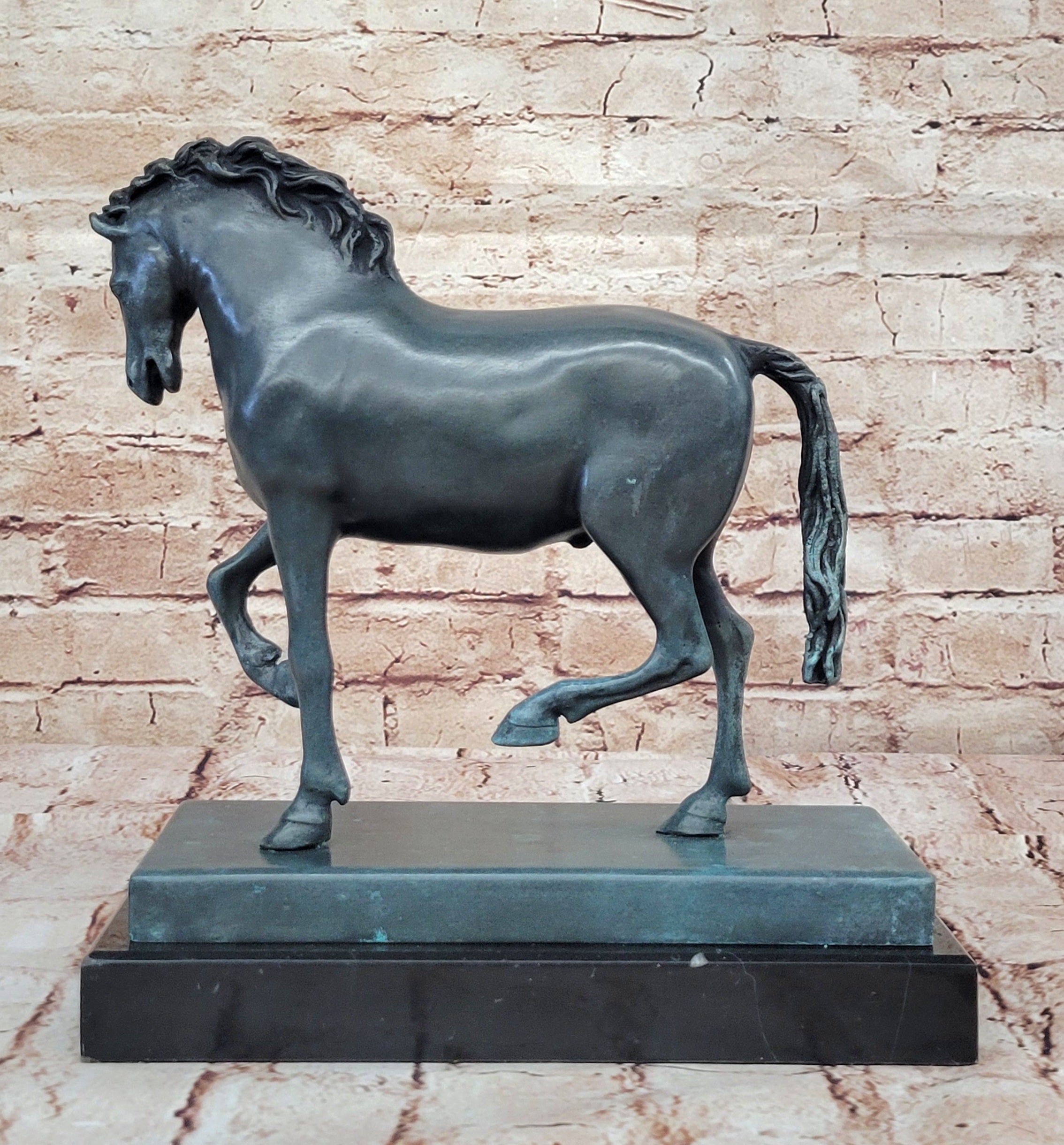 14" Old Chinese Fengshui Bronze Success Animal Tang Dynasty horse Horses Statue