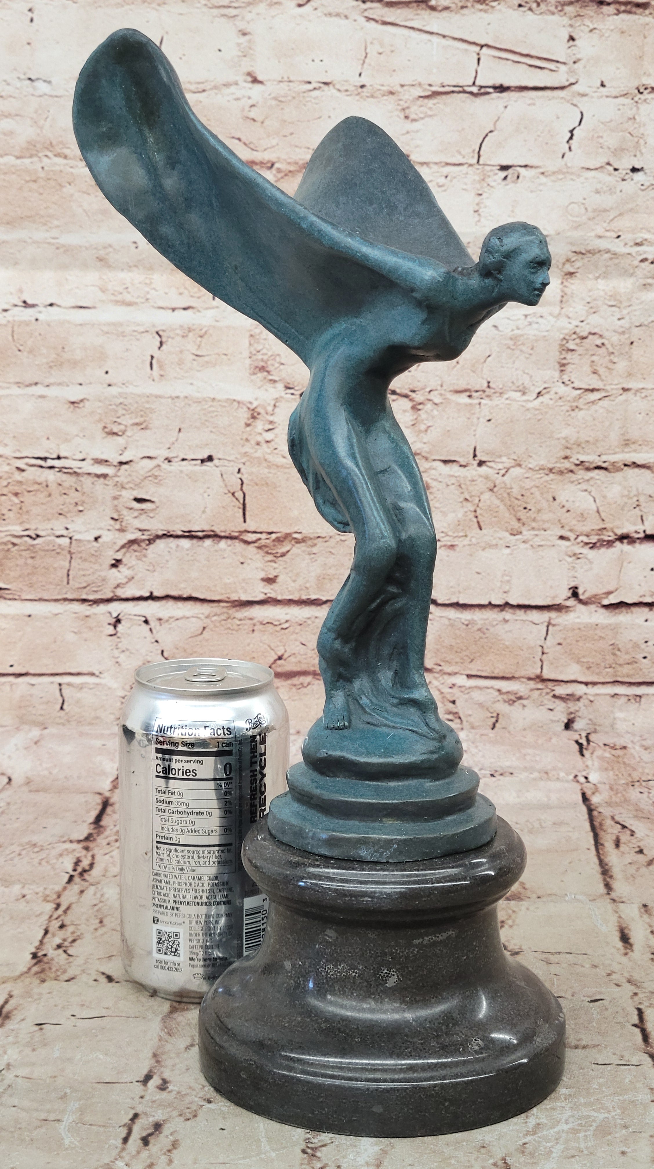 Timeless Lost Wax Method Spirit of Ecstasy Figurine, Genuine Solid Bronze Artwork