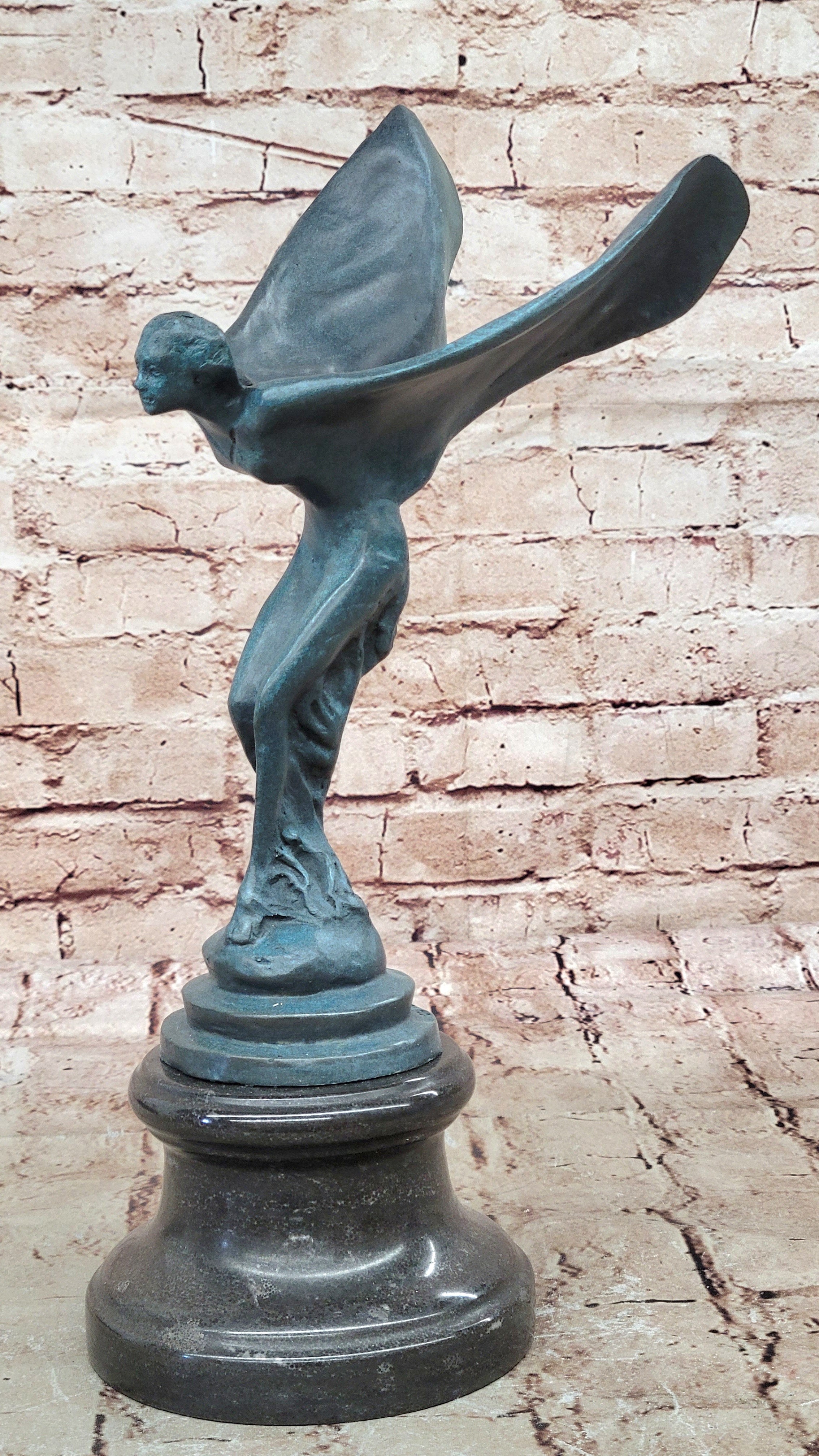 Timeless Lost Wax Method Spirit of Ecstasy Figurine, Genuine Solid Bronze Artwork