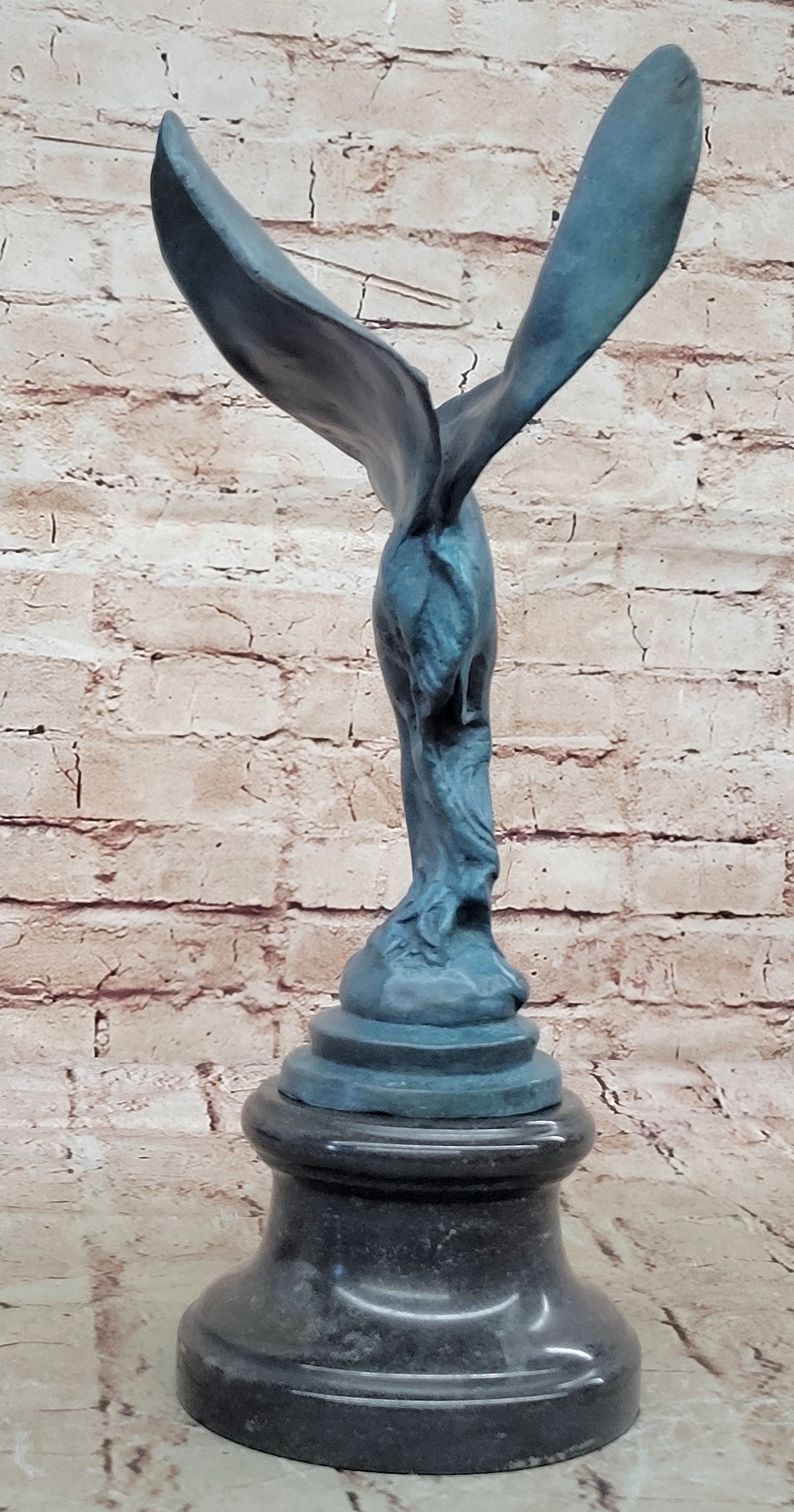 Timeless Lost Wax Method Spirit of Ecstasy Figurine, Genuine Solid Bronze Artwork