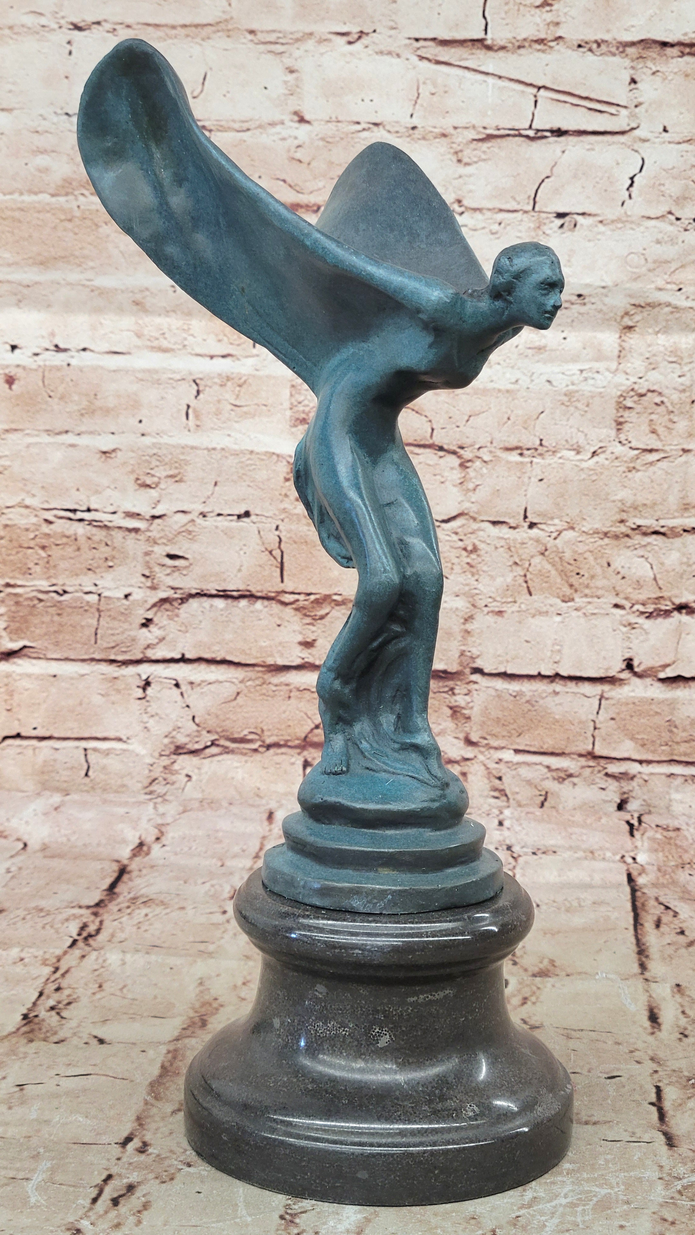 Timeless Lost Wax Method Spirit of Ecstasy Figurine, Genuine Solid Bronze Artwork