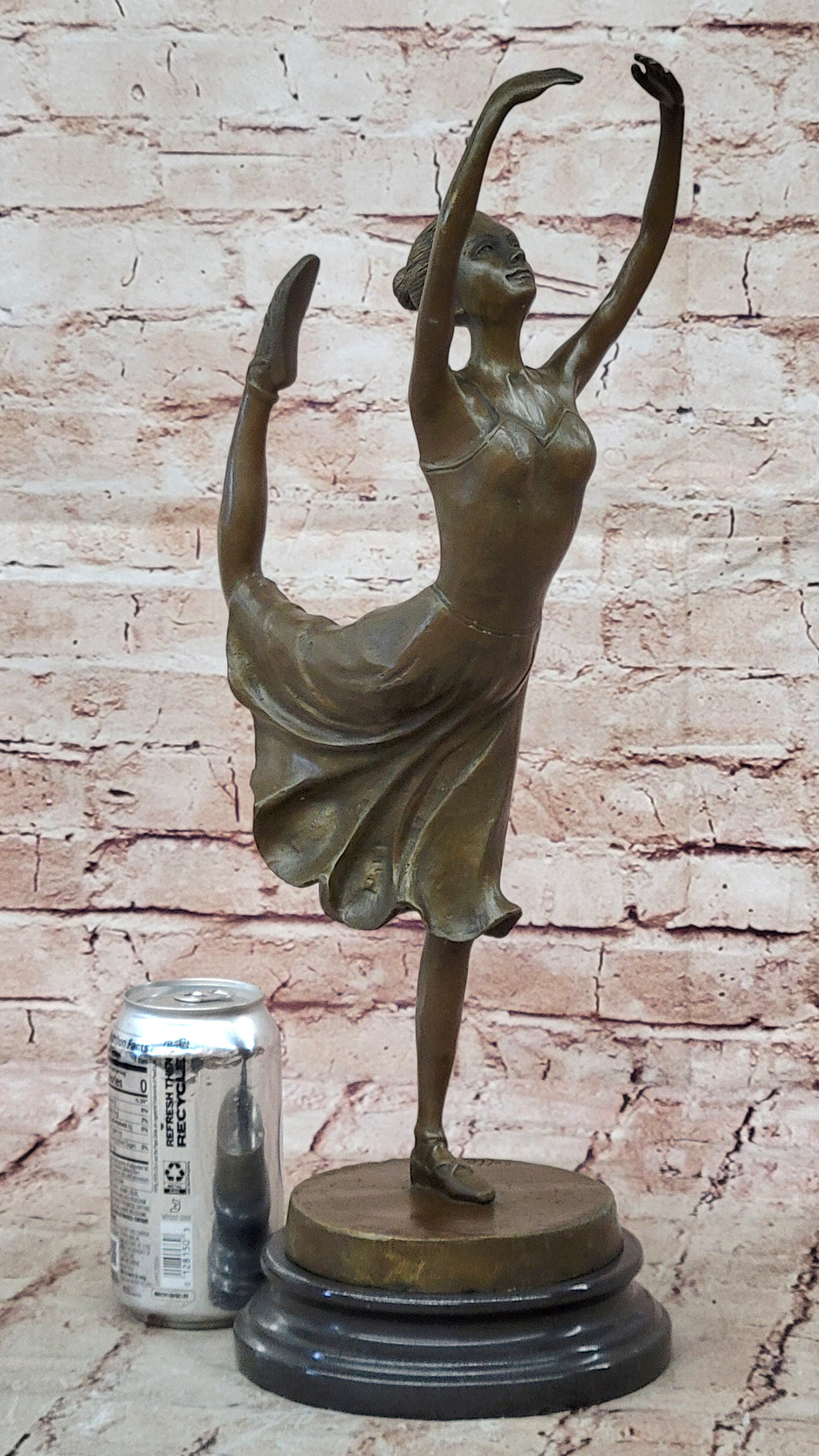 Bronze Ballet Sculpture - Ballerina Girl in Mid Dance Pose -48cm - Marble Base