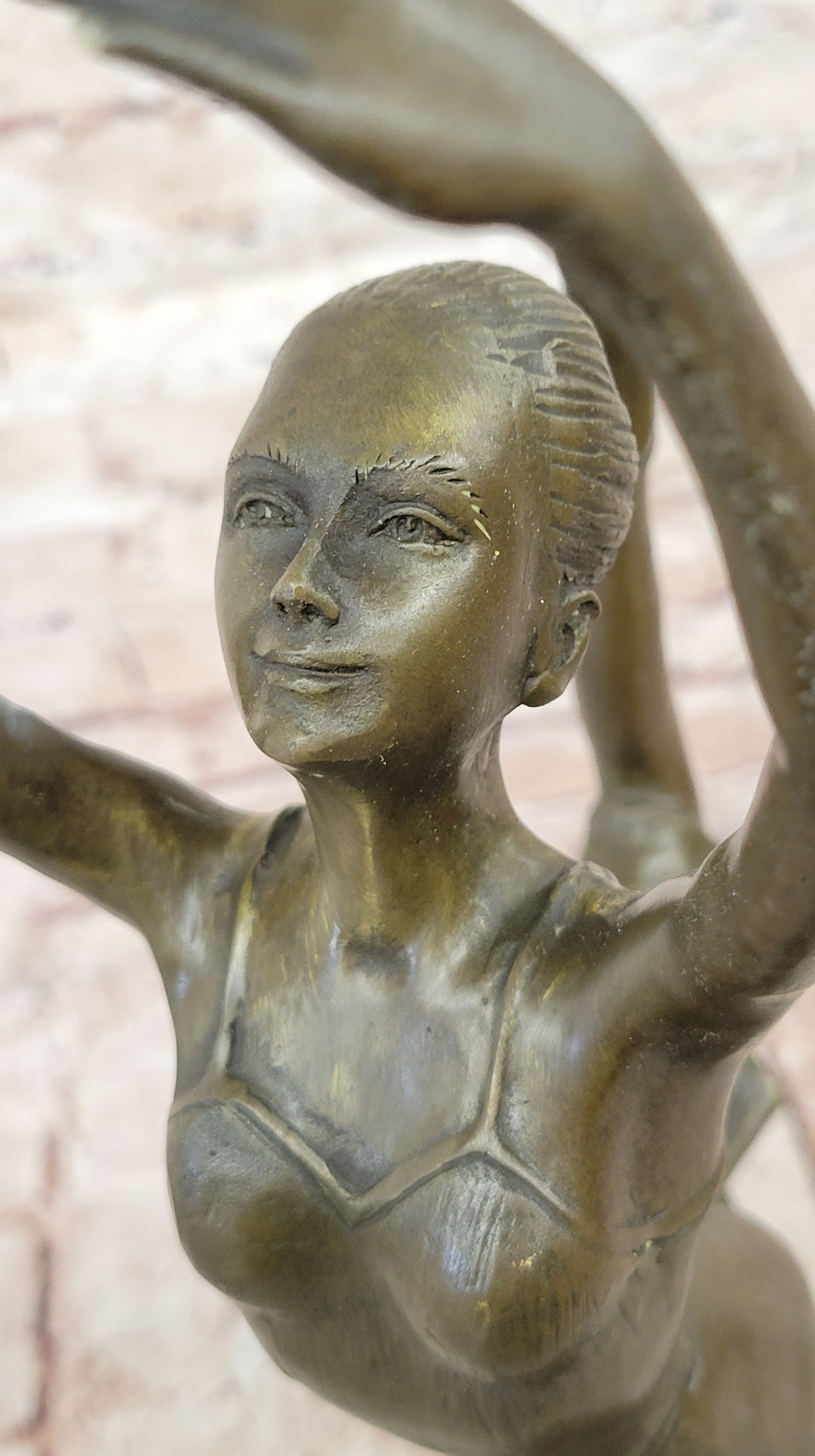 Bronze Ballet Sculpture - Ballerina Girl in Mid Dance Pose -48cm - Marble Base