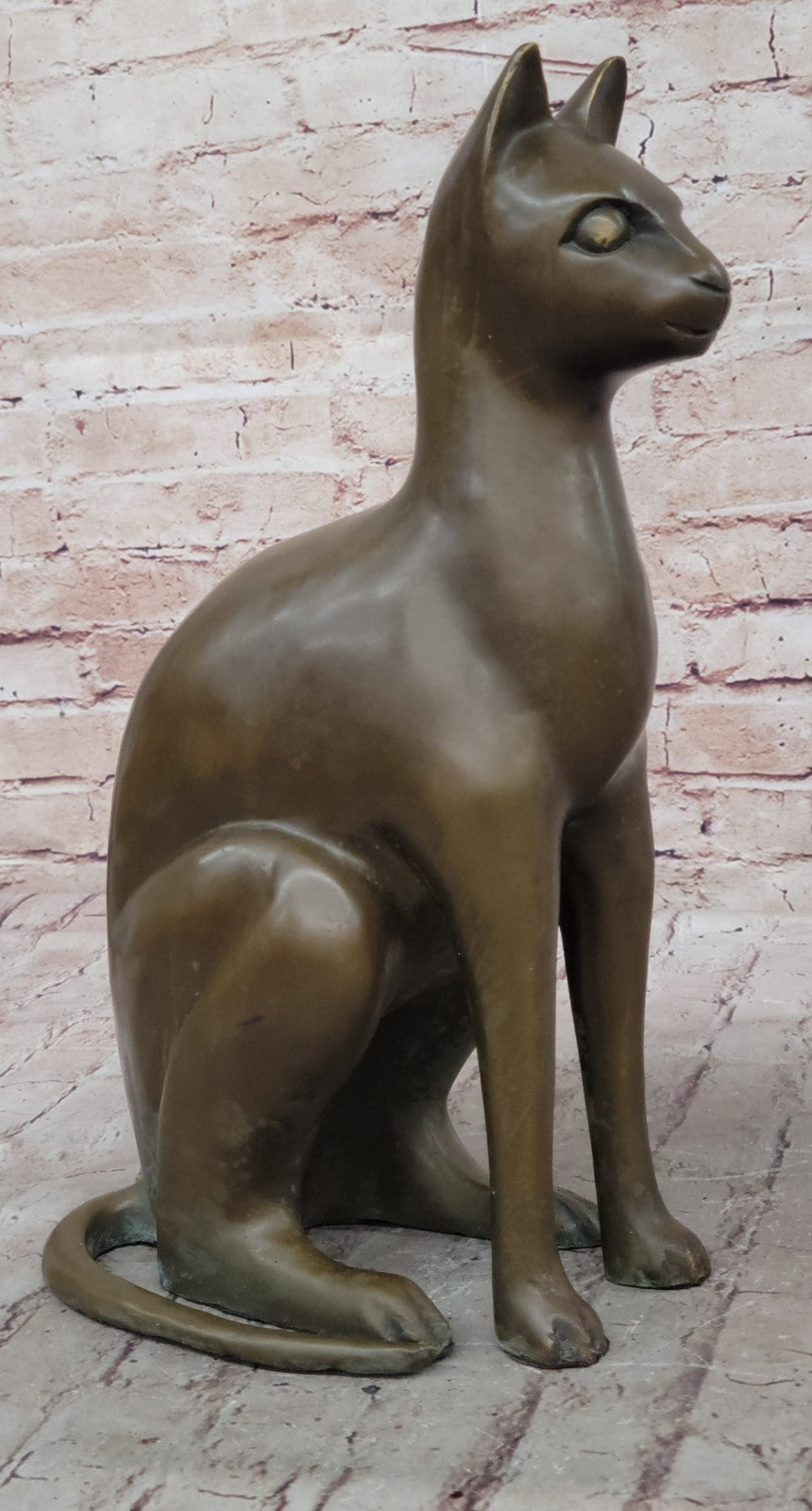 Fine Modern Art Bronze Egyptian Cat Statue by French Artist Moigniez Home Decor