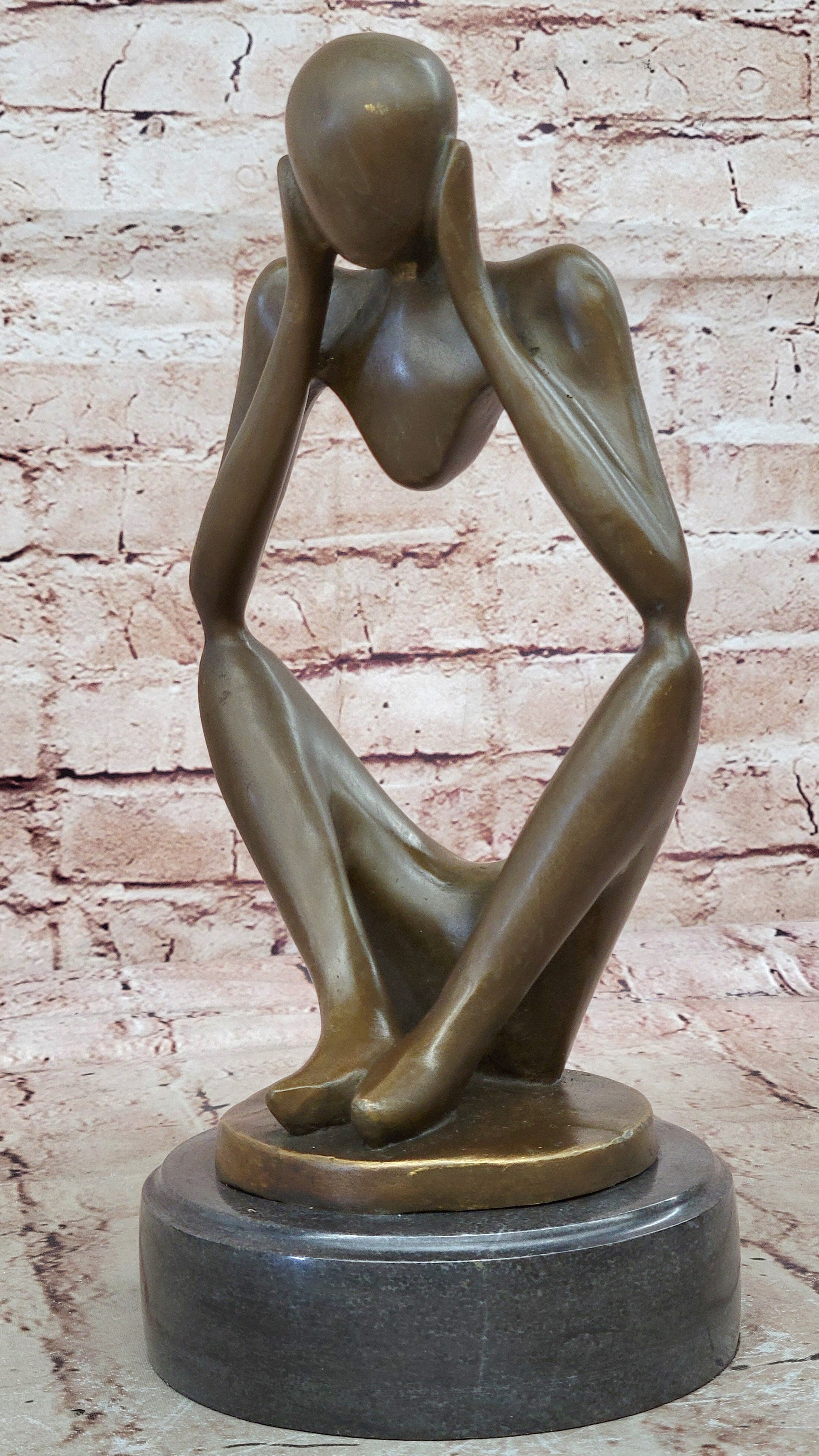 SIGNED BRONZE COLLECTOR EDITION STATUE NUDE MALE MODERN ART CAT SCULPTURE DECOR
