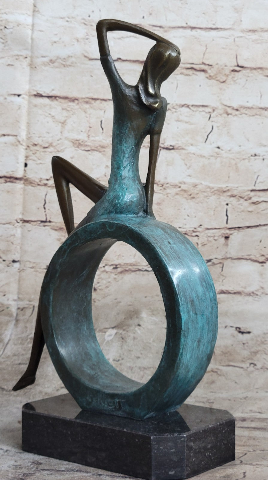 Western pure Bronze young women Girl Sitting Abstract Sculpture Figure Art Deco