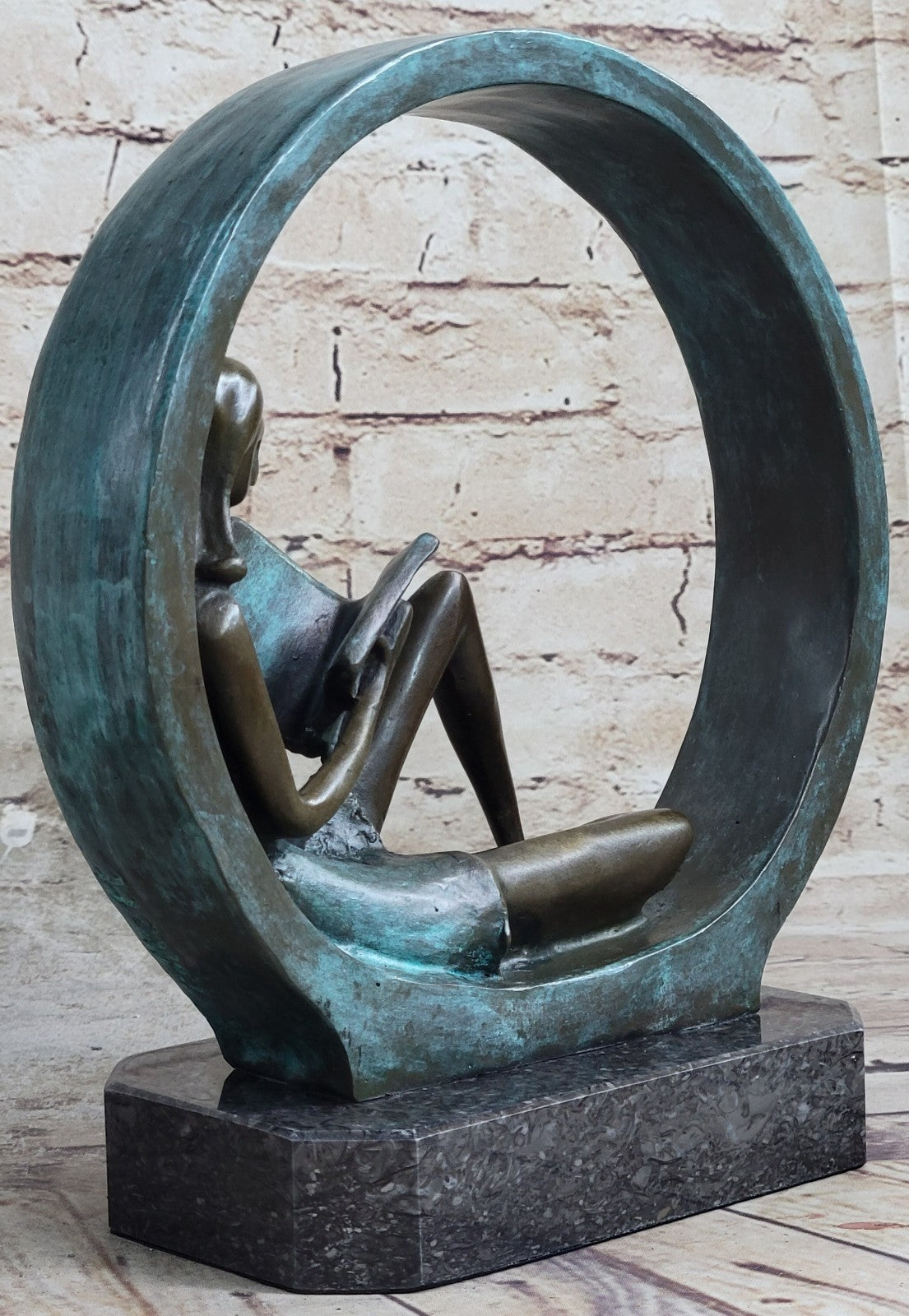 Sweet representation of childlike innocence Girl Reading Book Bronze Sculpture