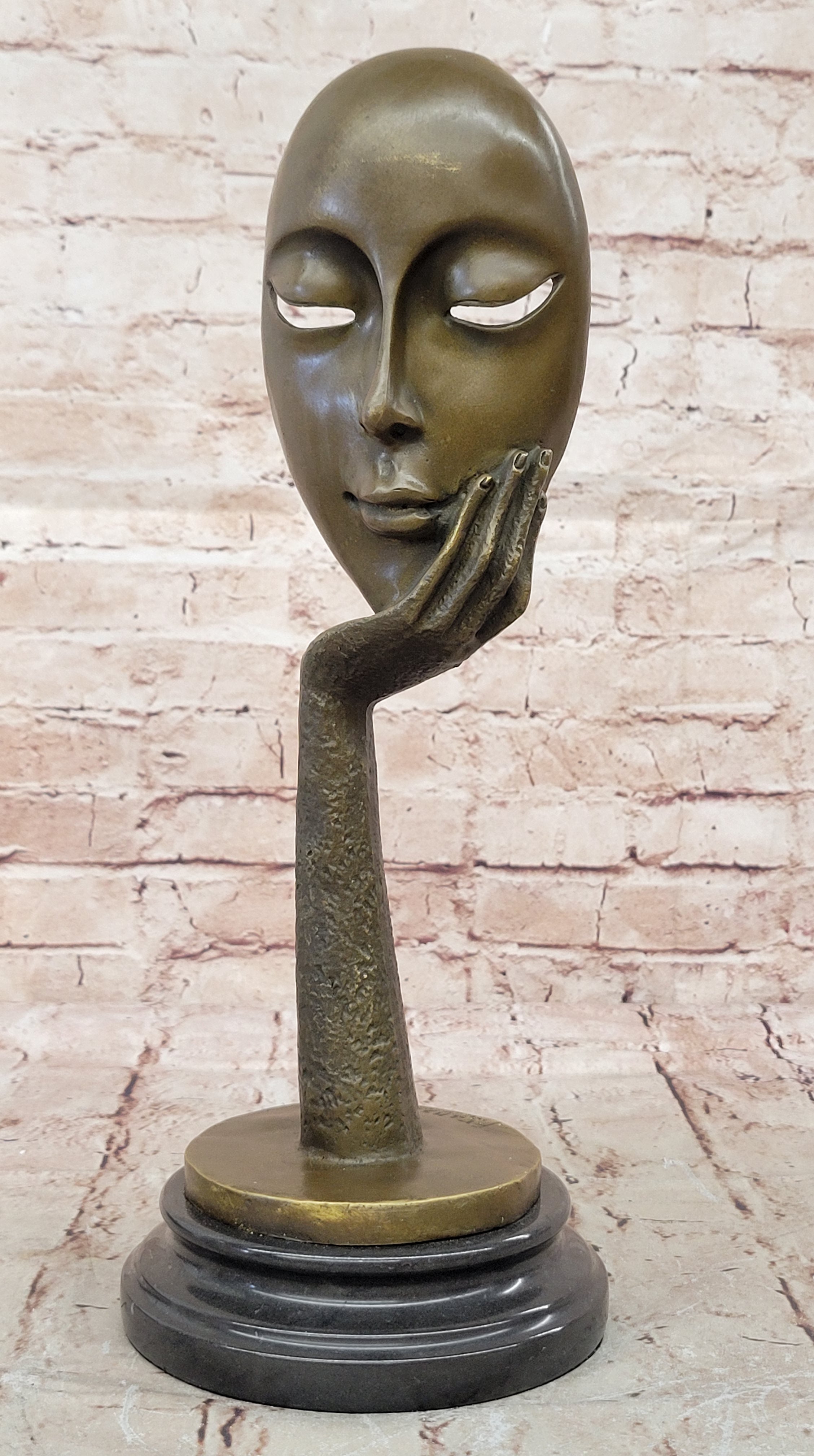 Dali-Inspired Thinking Woman Bronze Sculpture: Signed Original Artwork for Home Decor