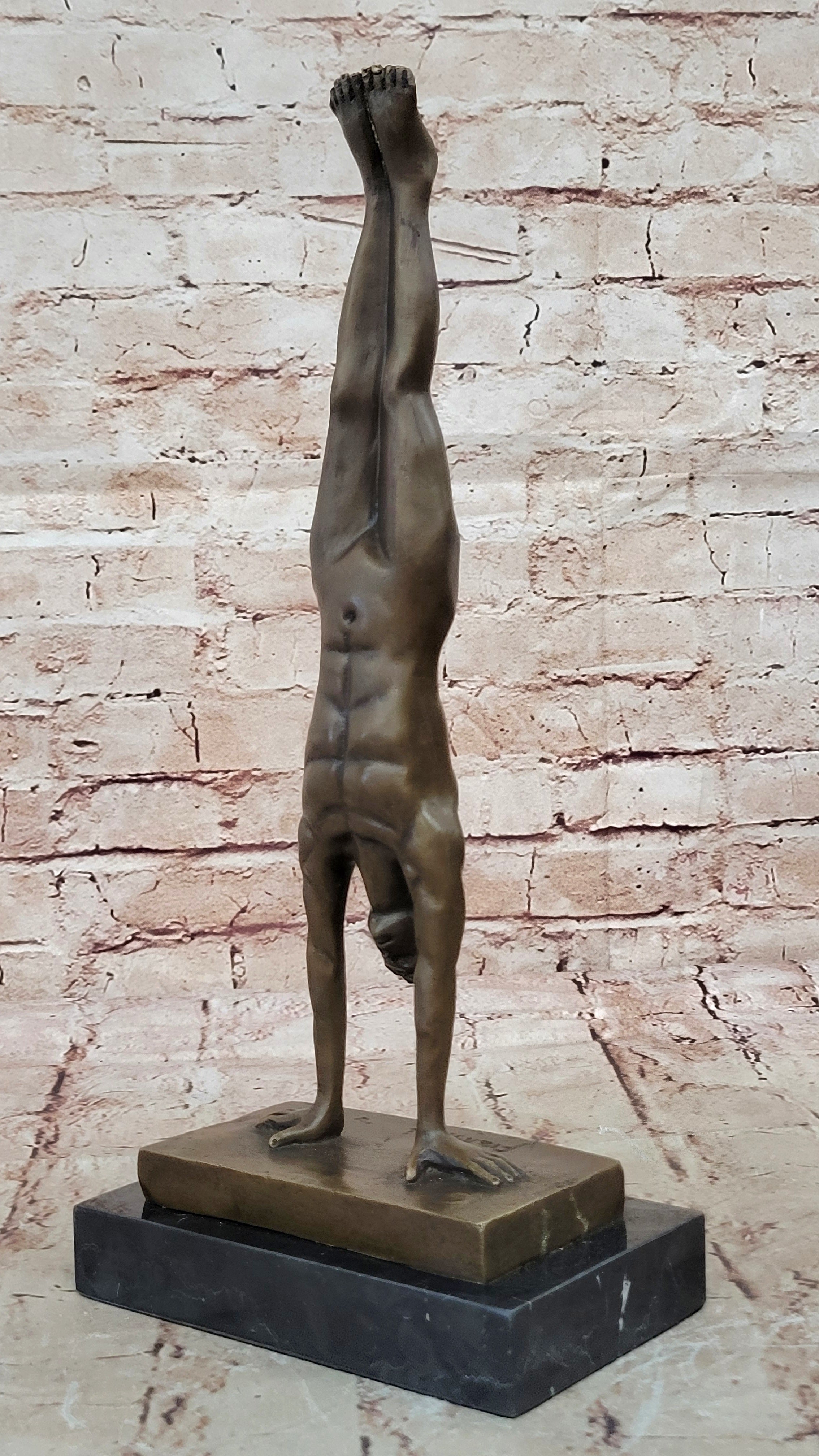 Bronze Sculpture Hand Stand Gymnast Figurine Hot Cast Lost Wax Method Fransisci