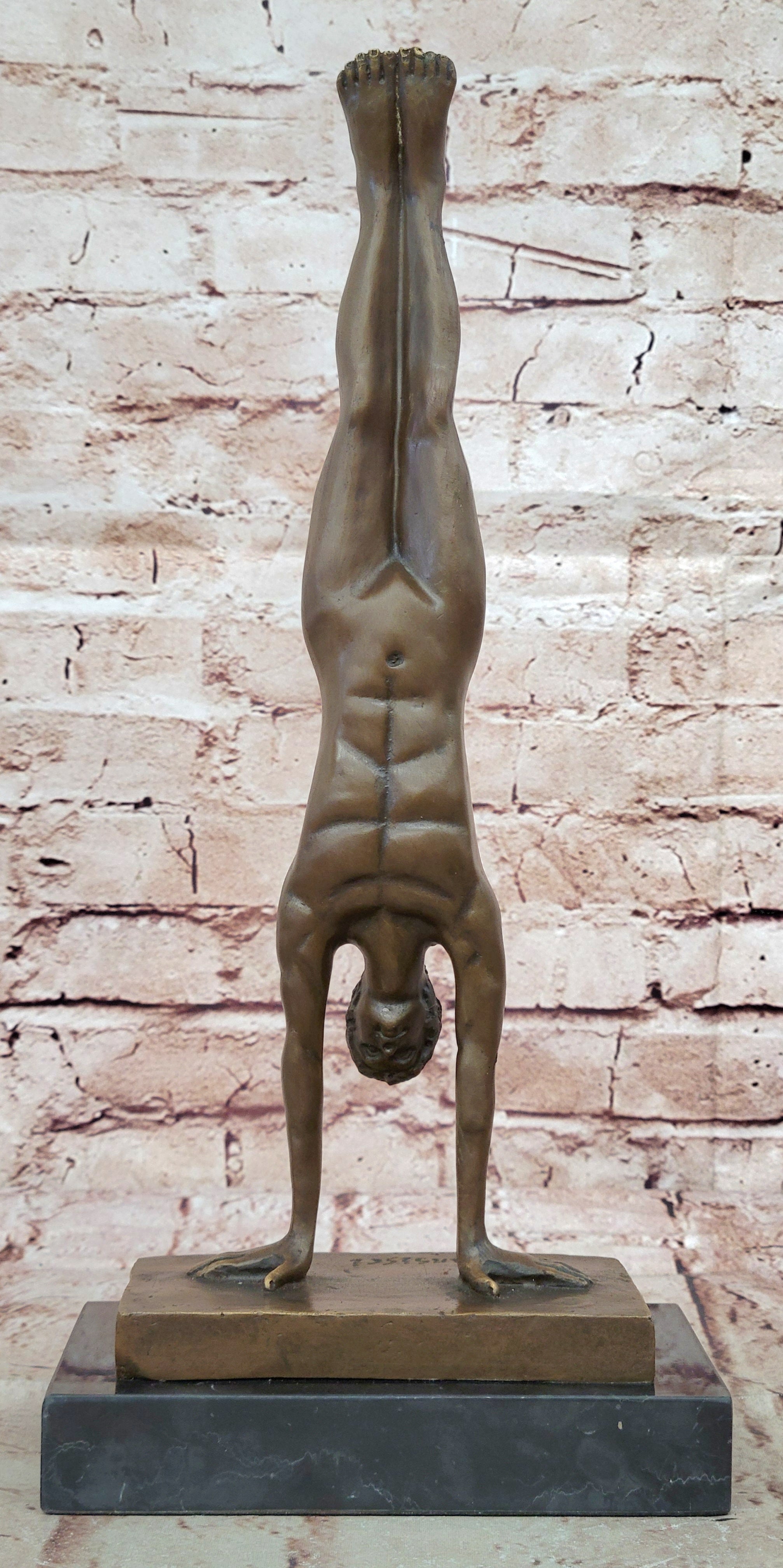 Bronze Sculpture Hand Stand Gymnast Figurine Hot Cast Lost Wax Method Fransisci