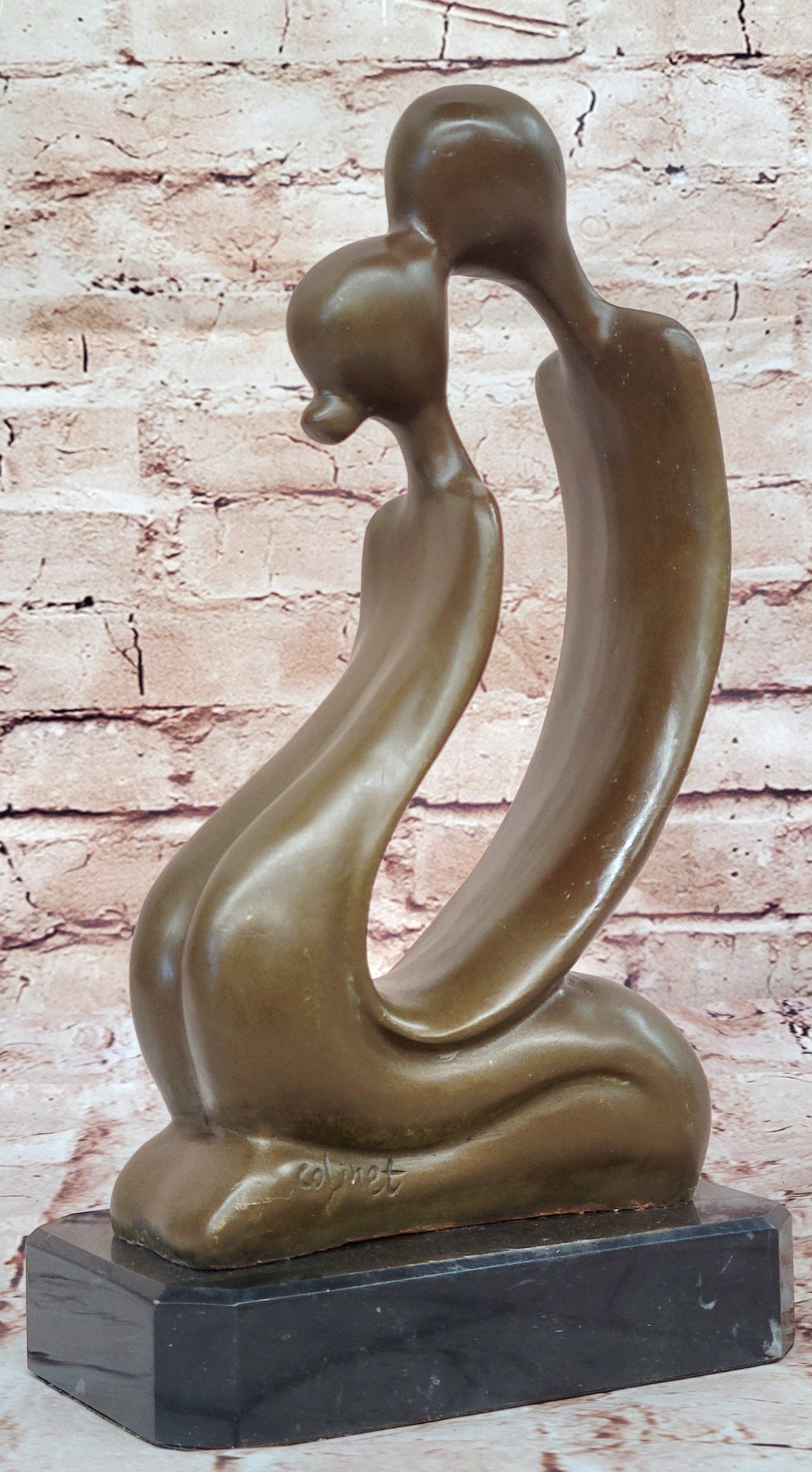 Handmade Modern Art Kissing Pair Bronze Sculpture Lost Wax Method Decor