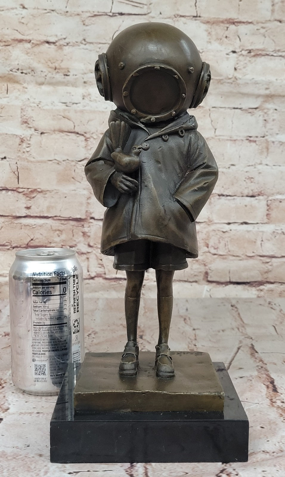 Classic Children`s Theme Bronze Sculpture: Deep Sea Diver Girl Artwork