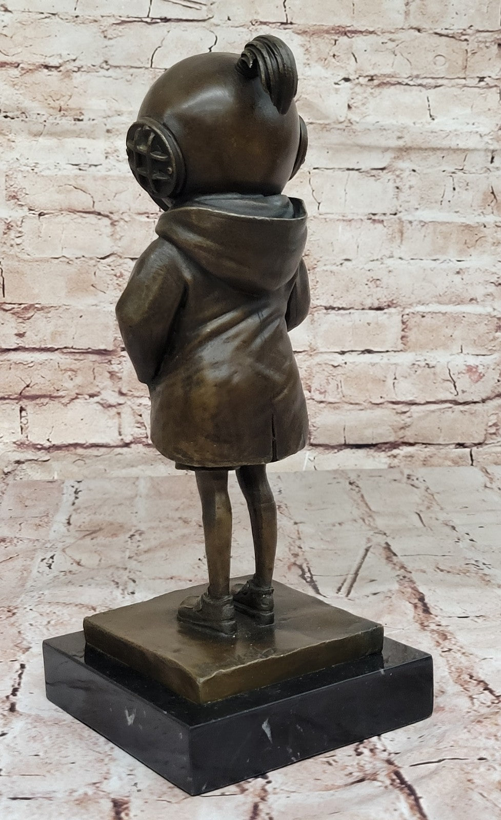 Classic Children`s Theme Bronze Sculpture: Deep Sea Diver Girl Artwork