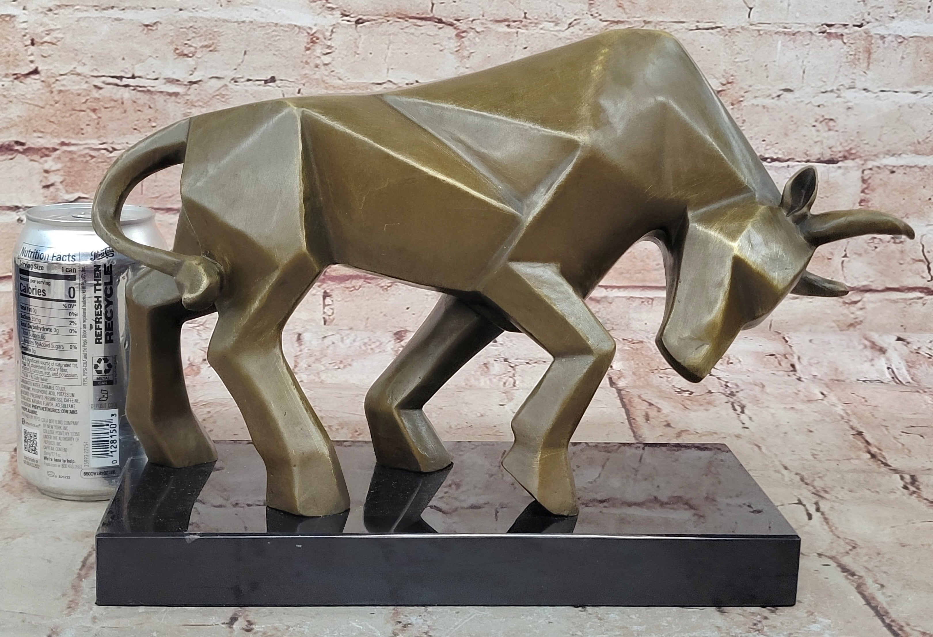 Fransisci Abstract Bull Bronze Sculpture Mid-Century Modern Office Statue