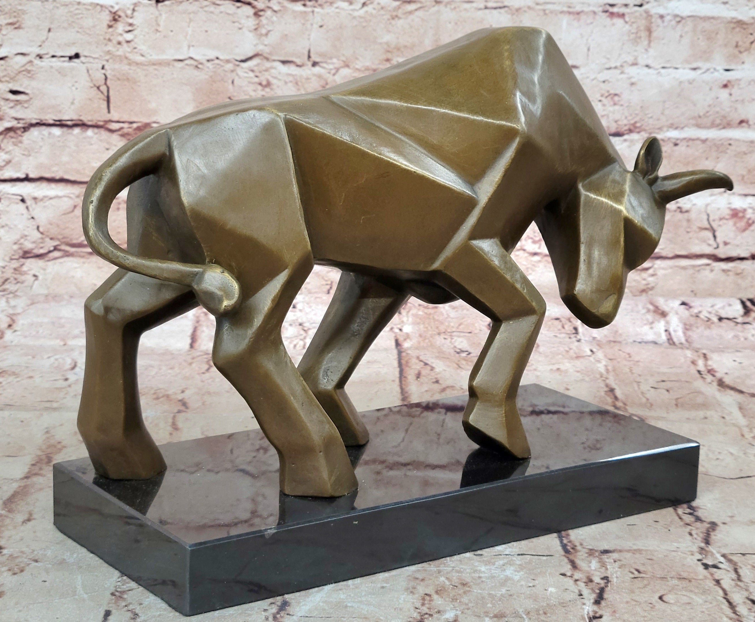 Fransisci Abstract Bull Bronze Sculpture Mid-Century Modern Office Statue
