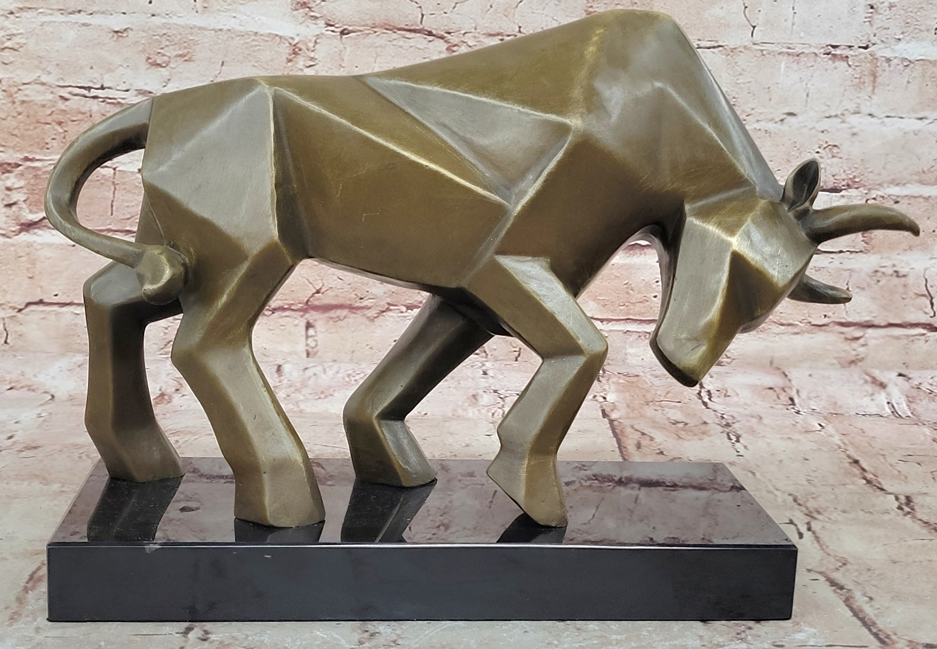 Fransisci Abstract Bull Bronze Sculpture Mid-Century Modern Office Statue